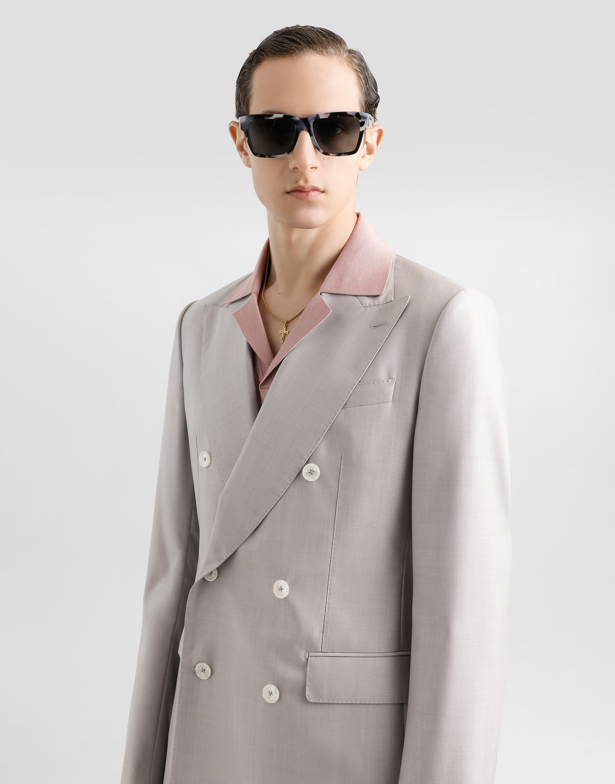 Dolce & Gabbana Wool And Silk Double-breasted Suit In Pink