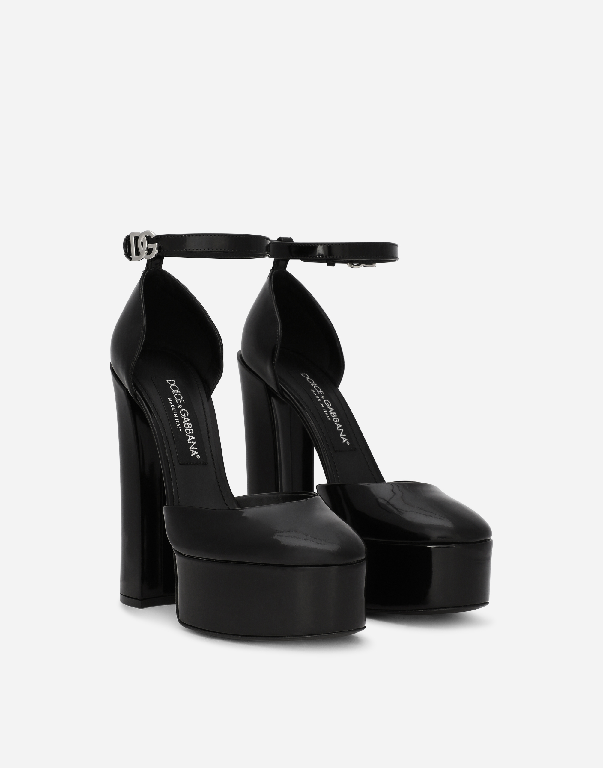 Shop Dolce & Gabbana Polished Calfskin Platforms In Black