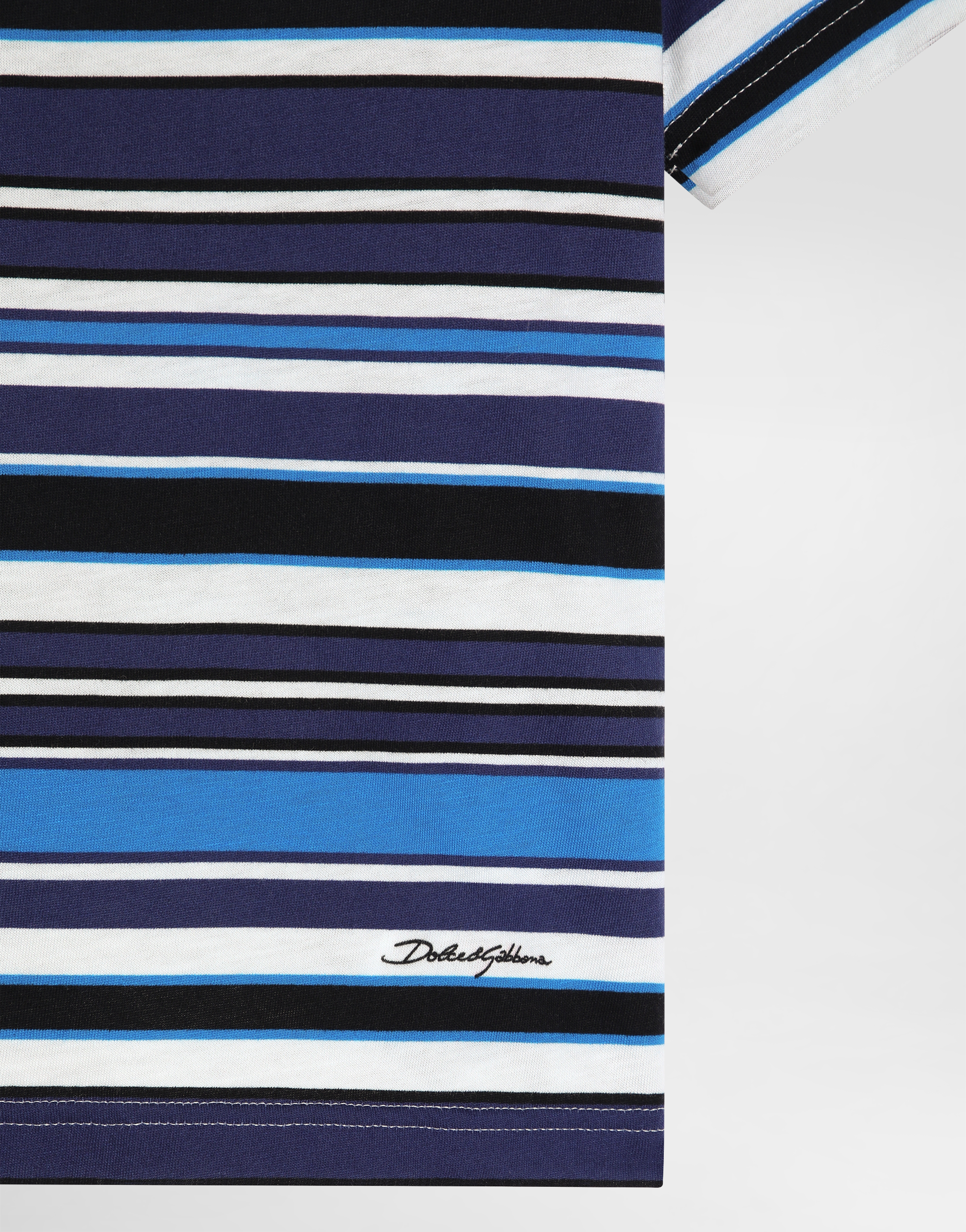 Dolce & Gabbana Striped Appliqué T-shirt In Blue