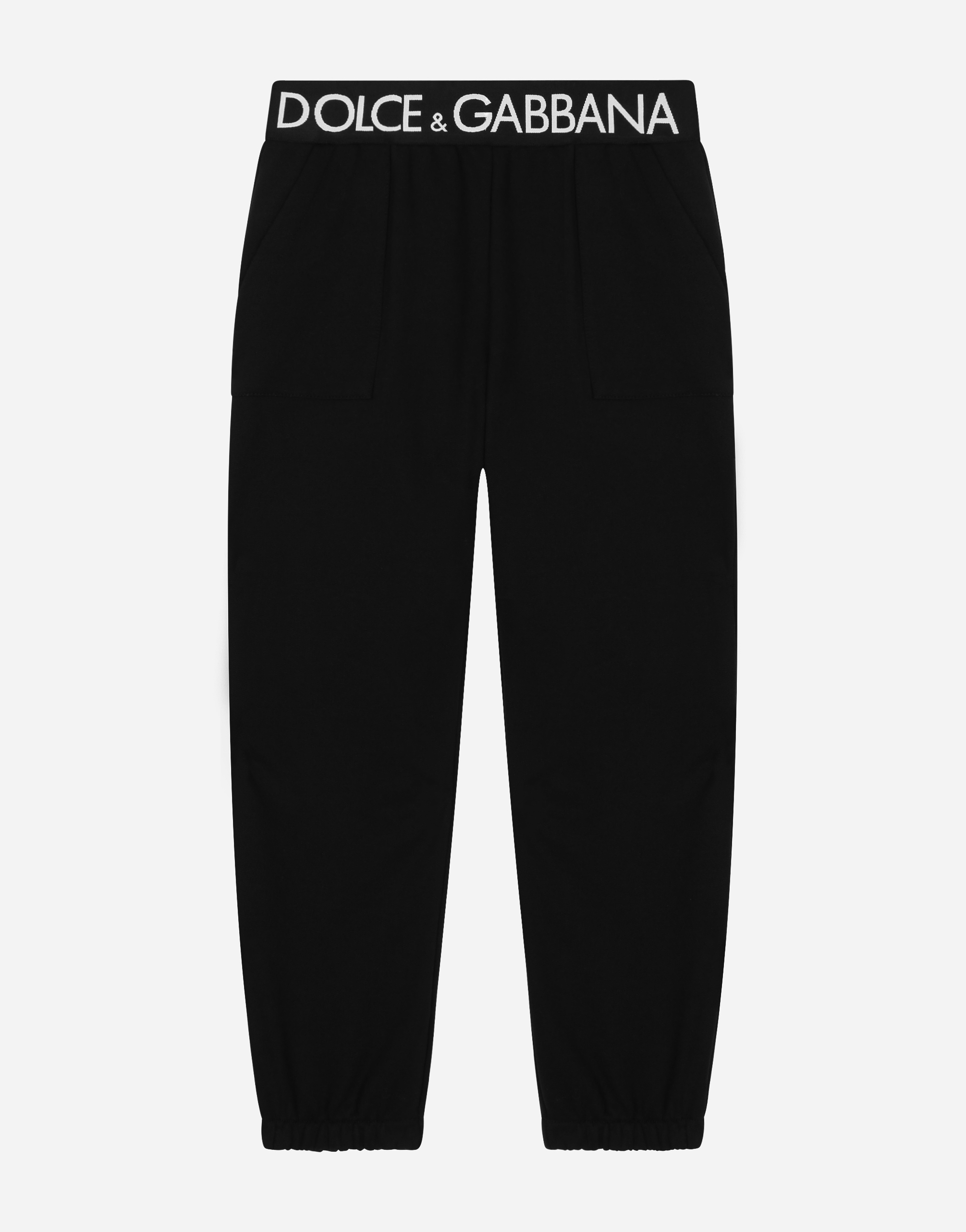 Dolce & Gabbana Jersey Jogging Pants With Branded Elastic Waistband In Black