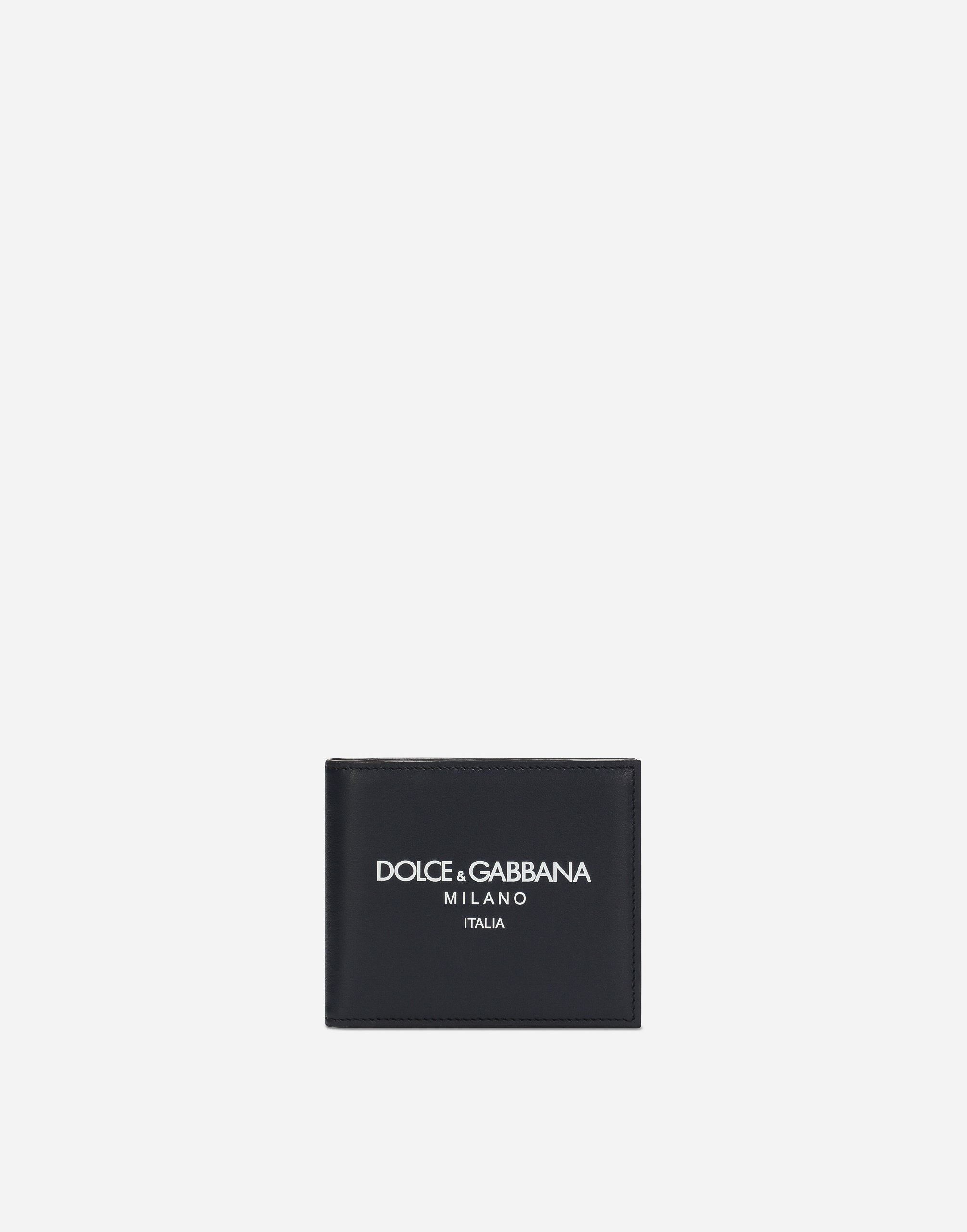Dolce & Gabbana Calfskin Bifold Wallet In Blue