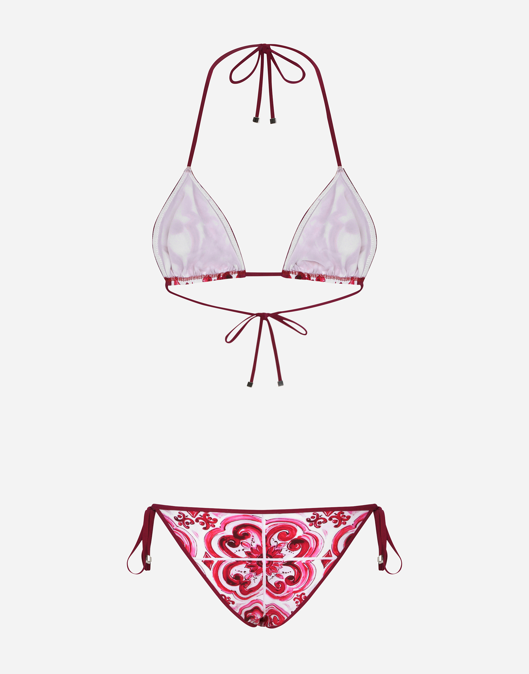 DOLCE & GABBANA MAJOLICA PRINT TRIANGLE BIKINI