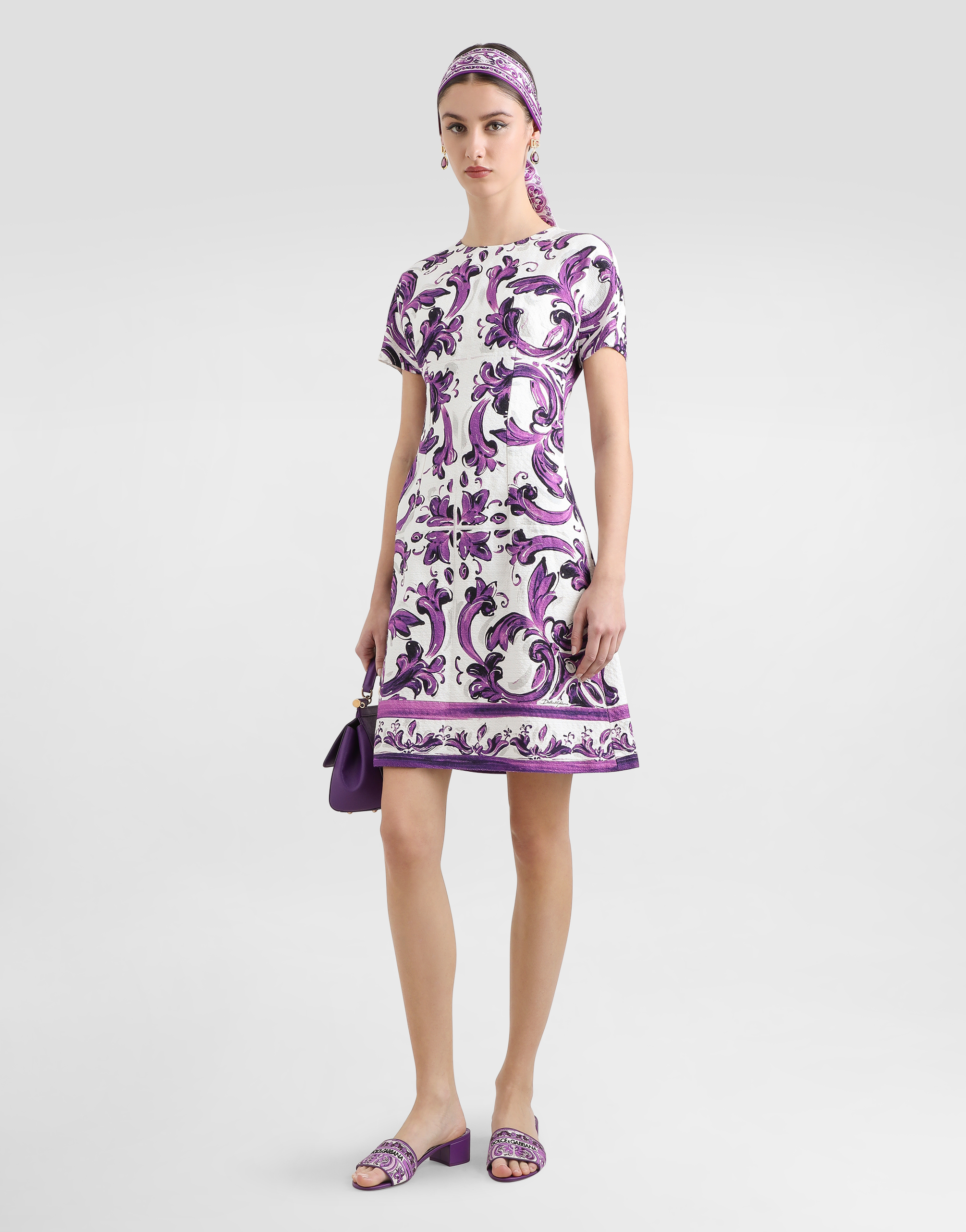 Majolica-print dress