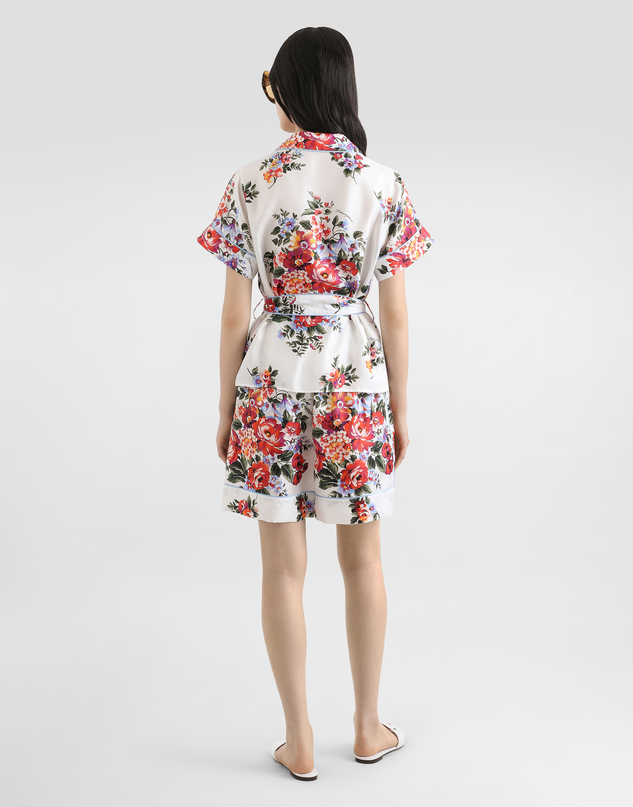  Dolce & Gabbana Flower Bouquet-print Twill Vanity Bermuda Shorts - Frau Hosen Und Shorts Multicolor 42 