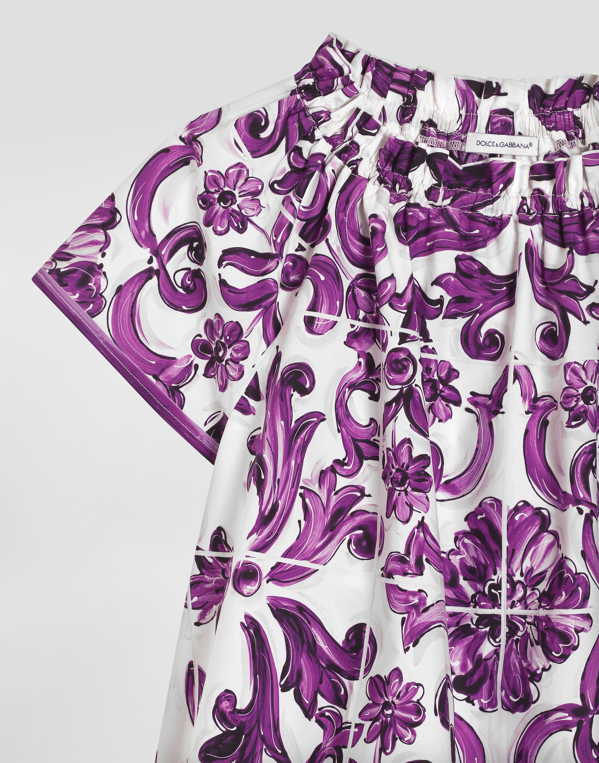 Dolce & Gabbana Majolica-print Short-sleeved Poplin Dress