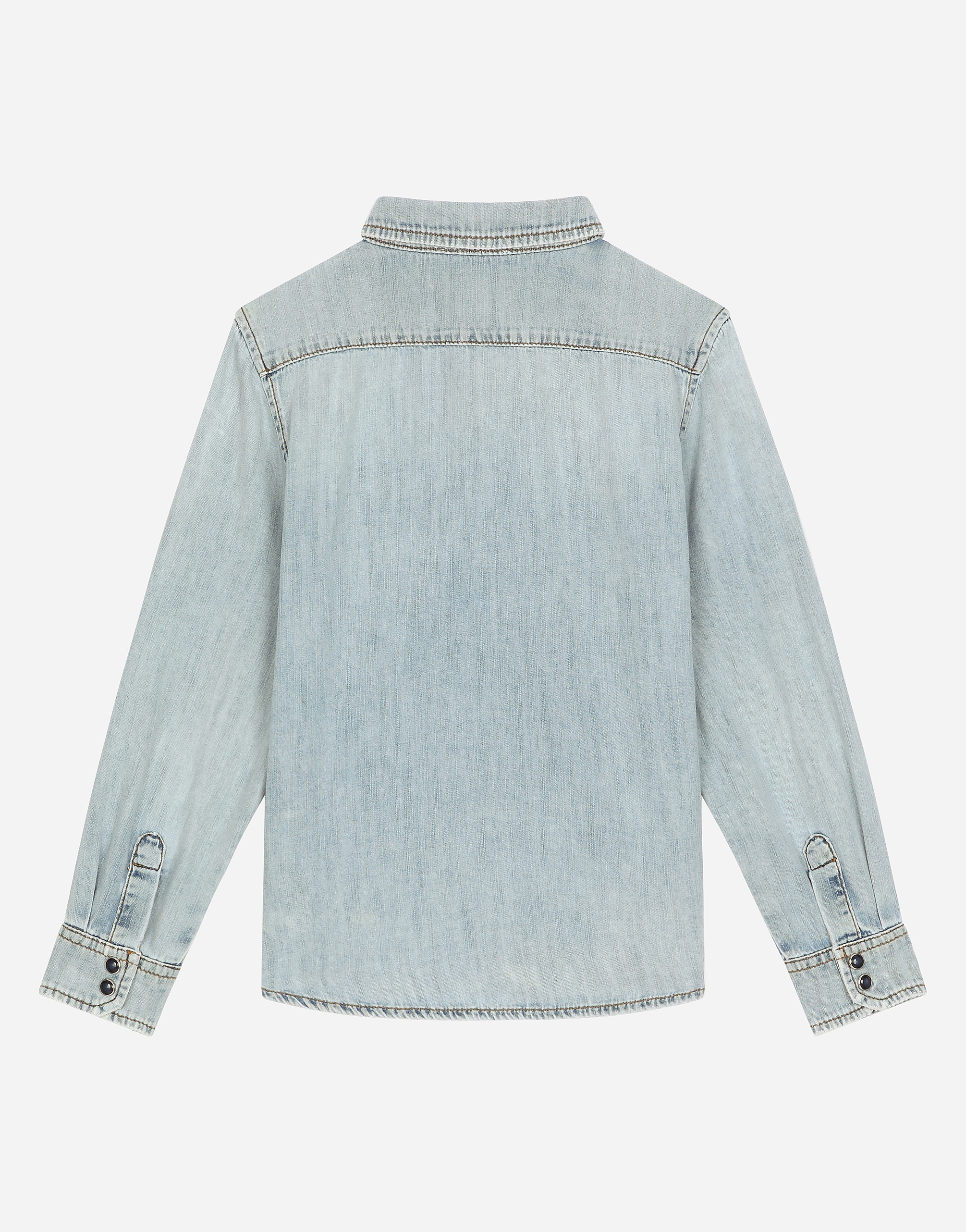 Dolce & Gabbana Boys Light Blue Chambray Shirt In Blue