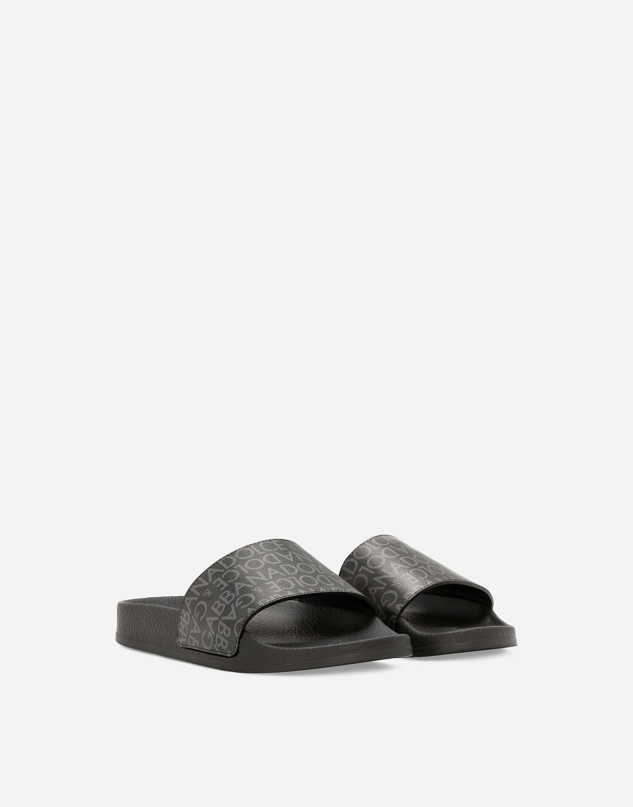 Shop Dolce & Gabbana Calfskin Beach Sliders In Black