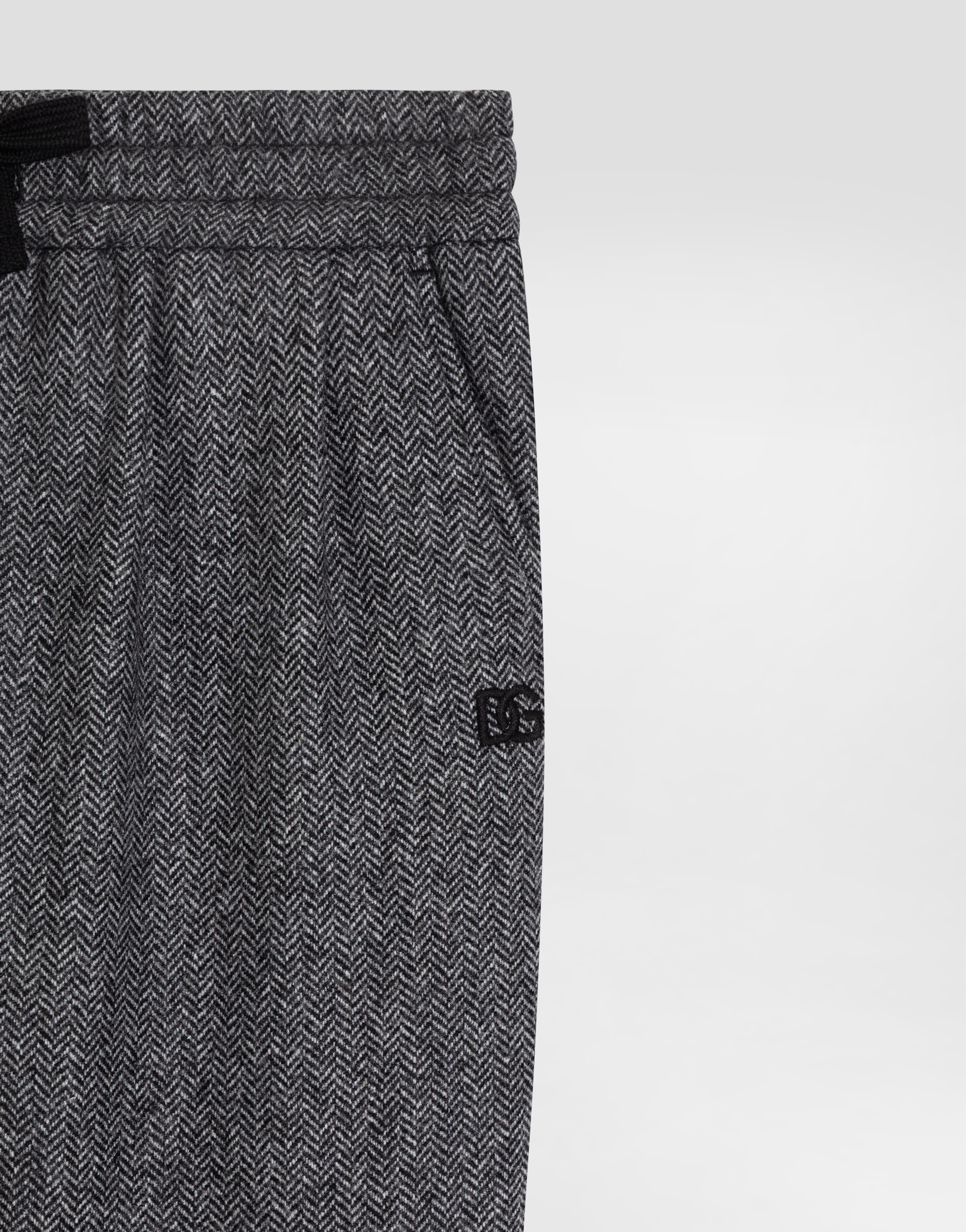 Wool blend herringbone trousers