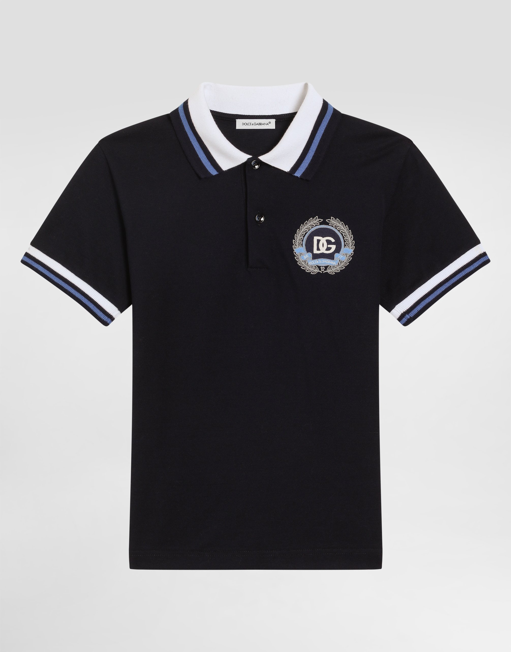 Piqué polo shirt with Dolce&Gabbana embroidery