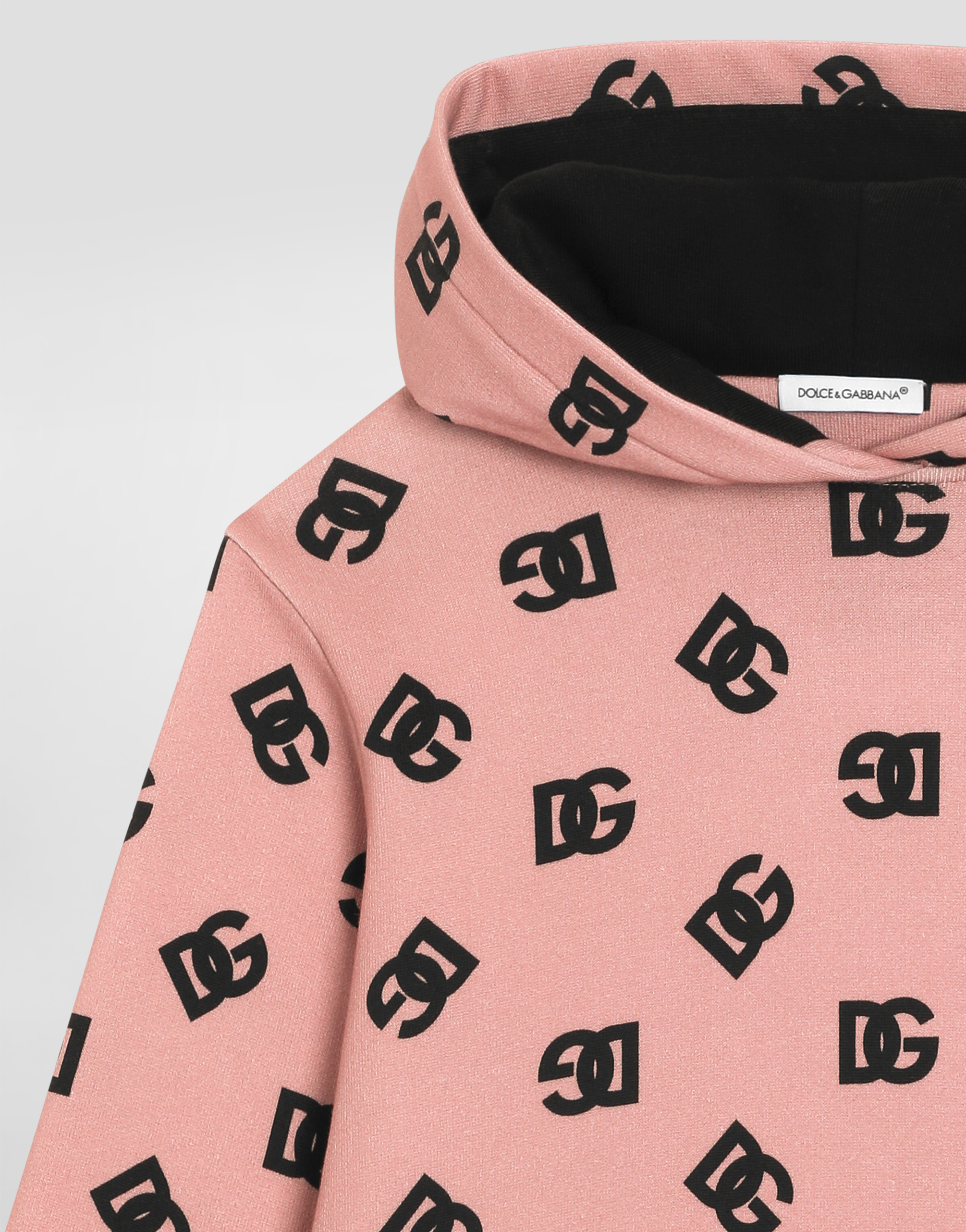Dolce & Gabbana Interlock Fleece Dress With Dg Logo Print In Pink
