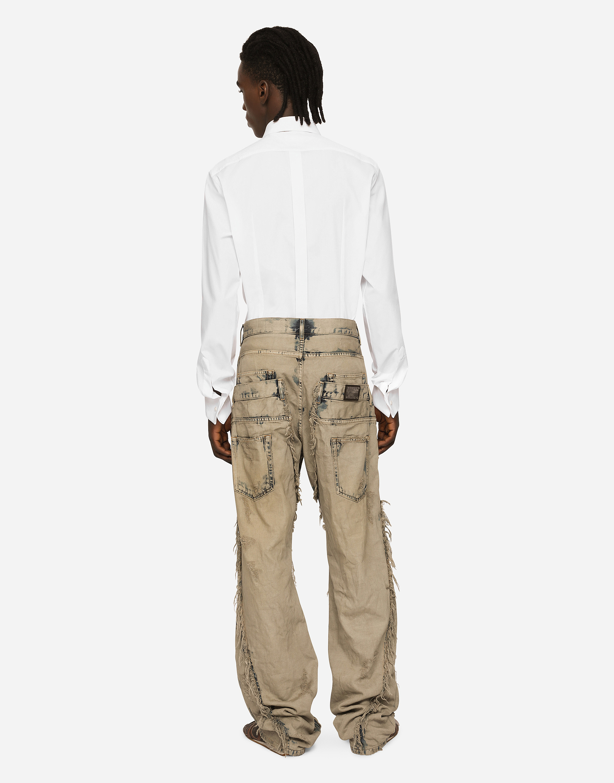 DOLCE & GABBANA COTTON POPLIN GOLD-FIT TUXEDO SHIRT