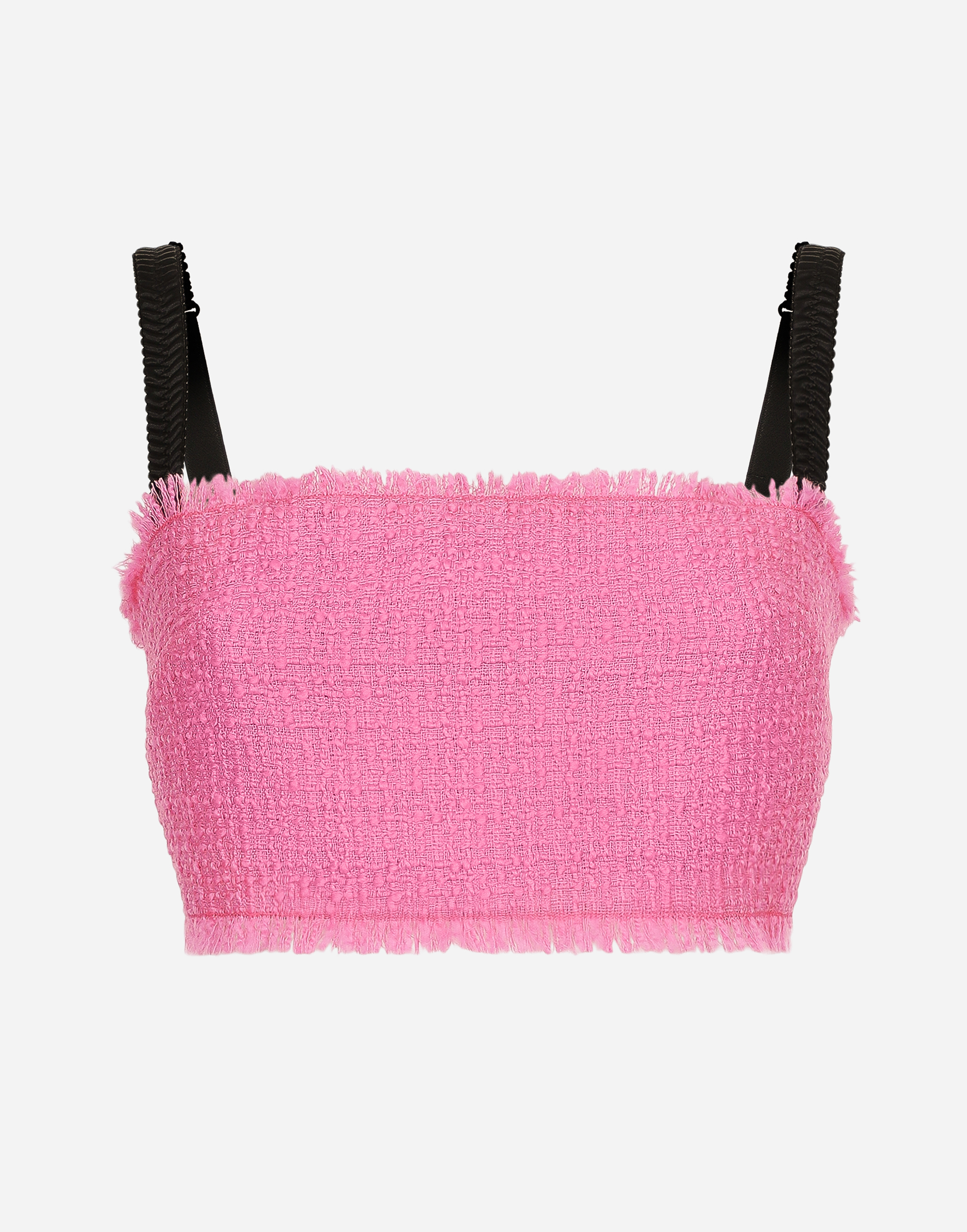 Dolce & Gabbana Raschel Tweed Crop Top With Straps In ピンク