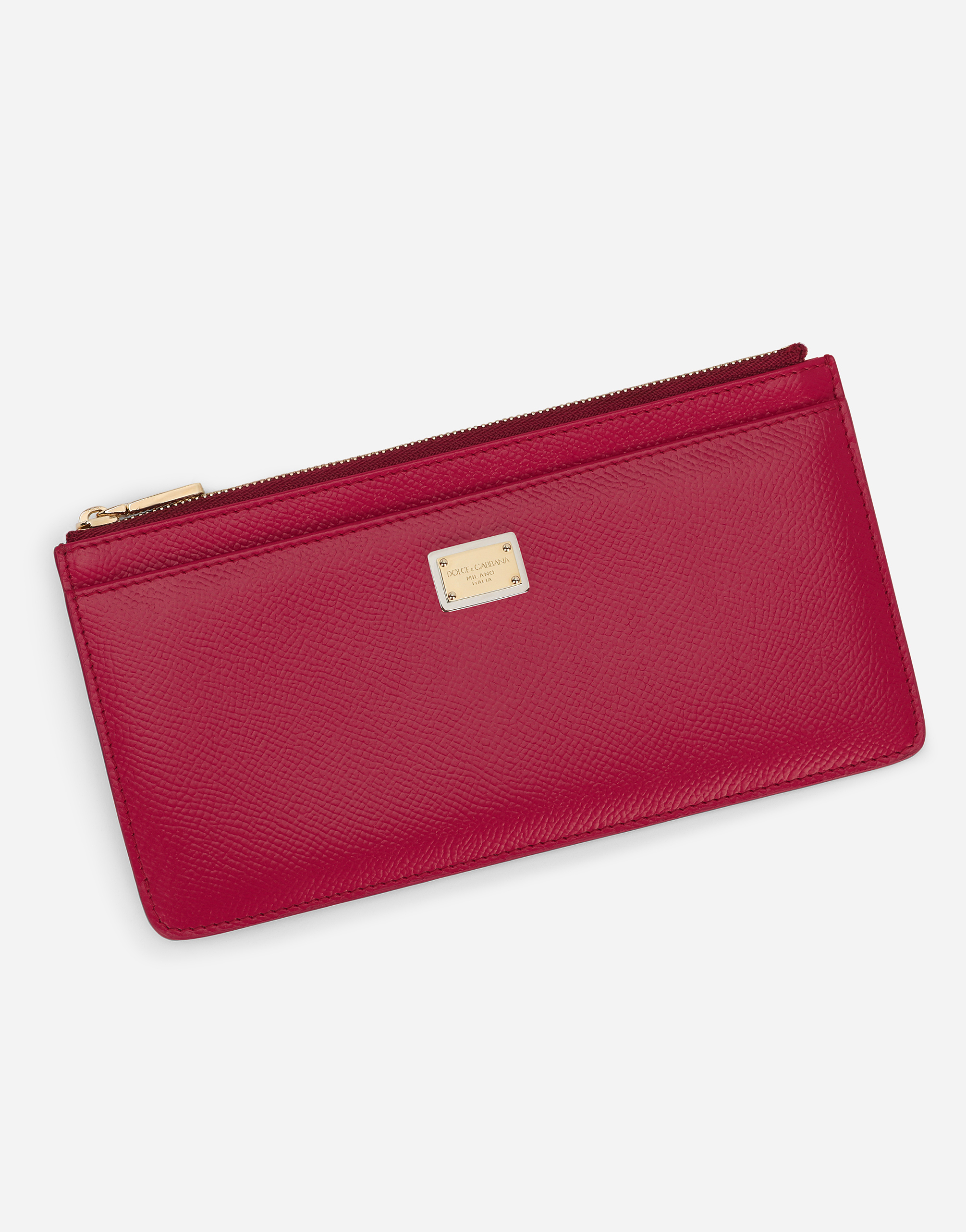 Dolce & Gabbana Large Dauphine Calfskin Card Holder In Fuchsia