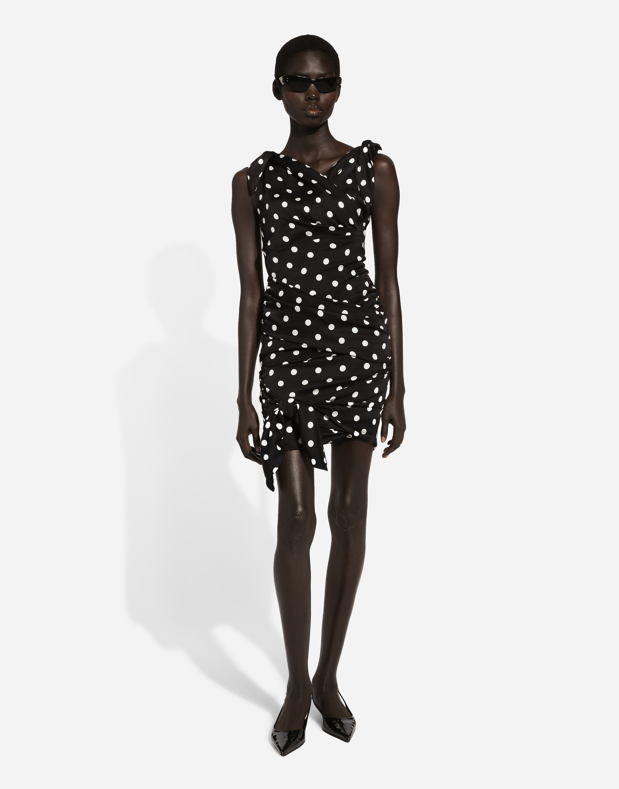 Dolce & Gabbana Polka-dot Draped Mini Dress In プリ