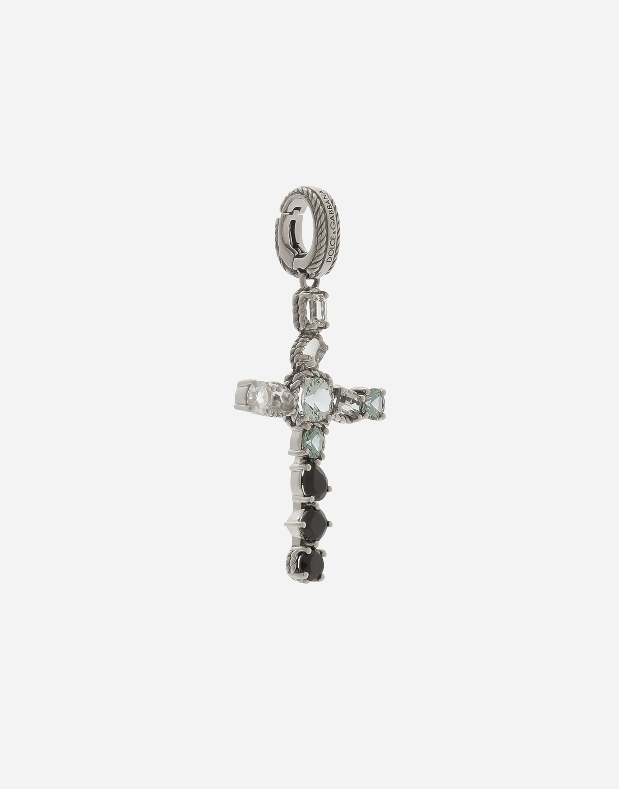 DOLCE & GABBANA ANNA CHARM IN WHITE GOLD 18KT WITH COLOURLESS TOPAZES, GREY AND BLACK SPINELS