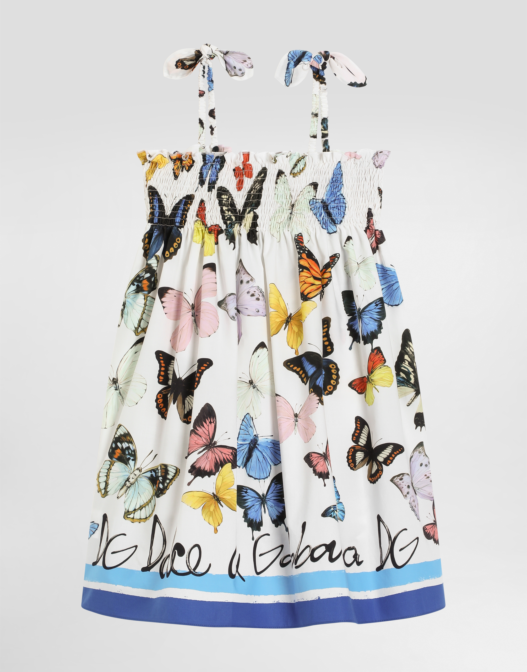 Dolce & Gabbana Poplin Dress With Butterfly Print In Print