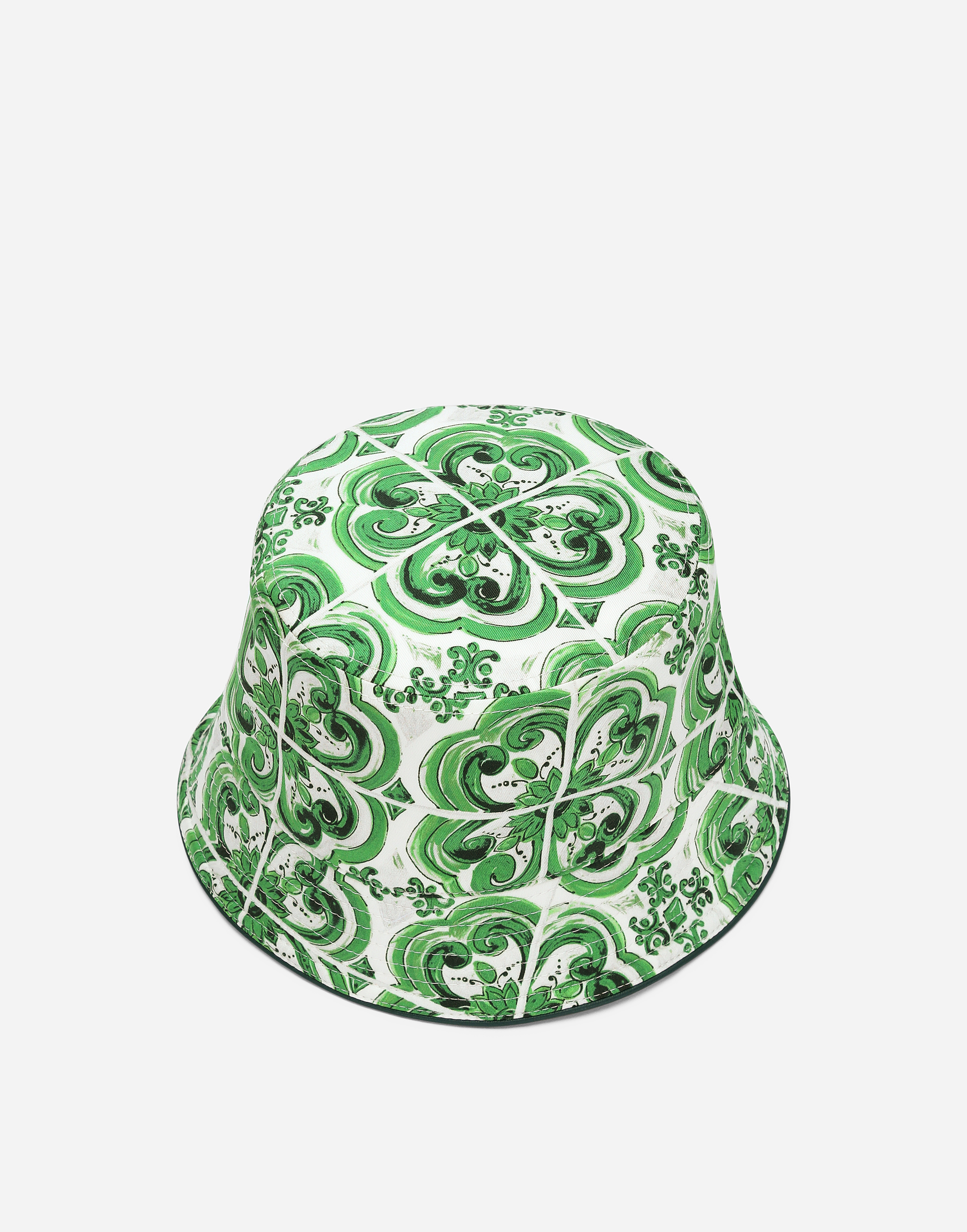 Dolce & Gabbana Reversible Bucket Hat With Majolica Print In Print