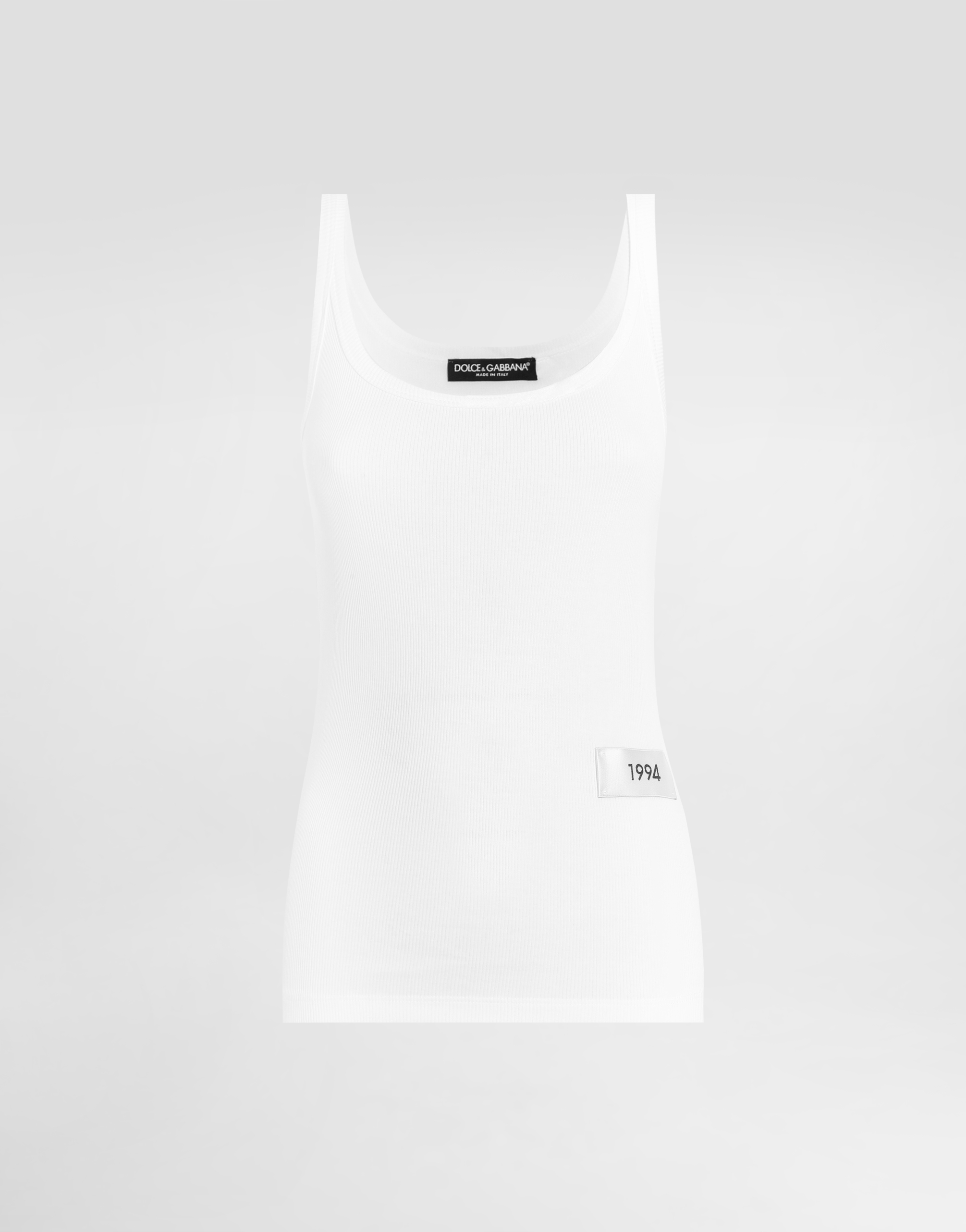 DOLCE & GABBANA KIM DOLCE&GABBANA FINE-RIB COTTON TANK TOP WITH THE RE-EDITION LABEL