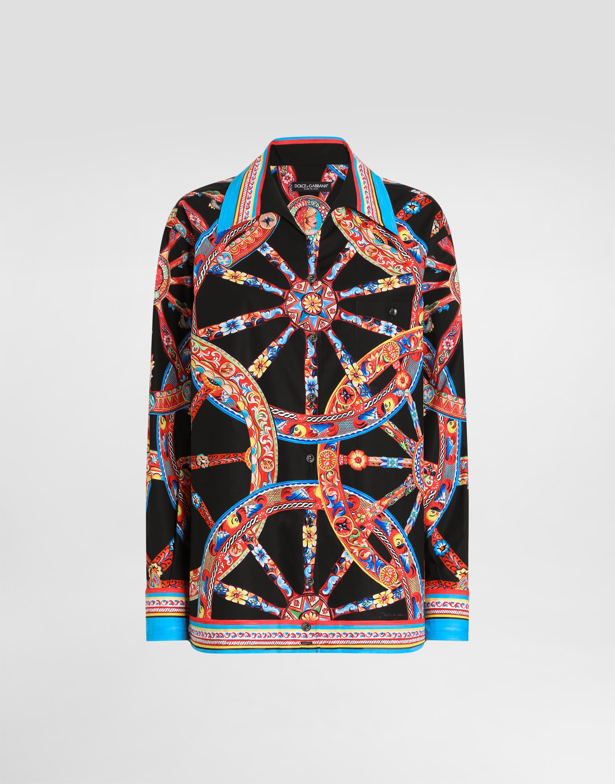 Carretto-print poplin hawaii shirt in Multicolor for Women