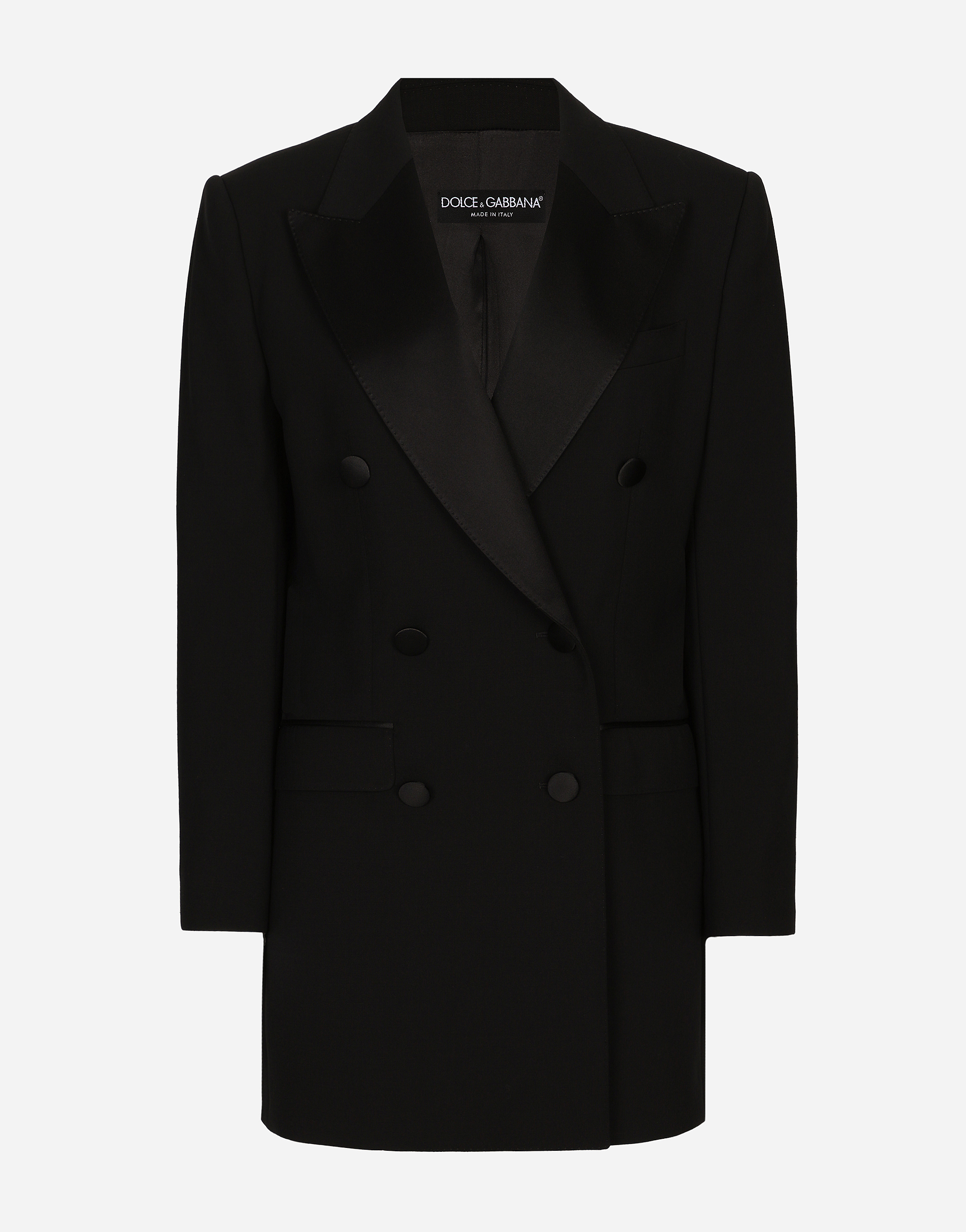 Dolce & Gabbana Padded Shoulders Double-breasted Tuxedo Jacket In Black