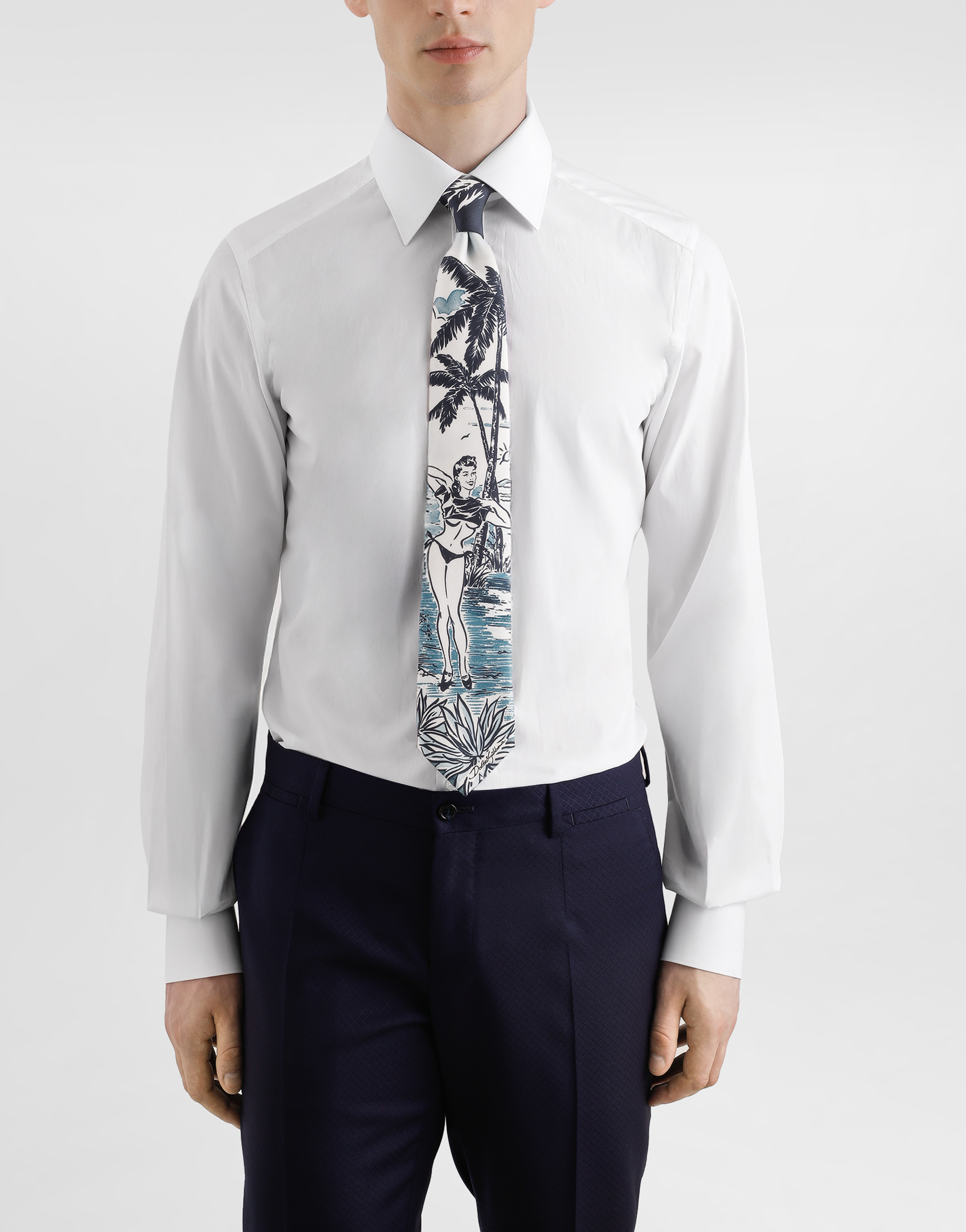 Dolce & Gabbana Pin-up Print Silk Tie In Brown