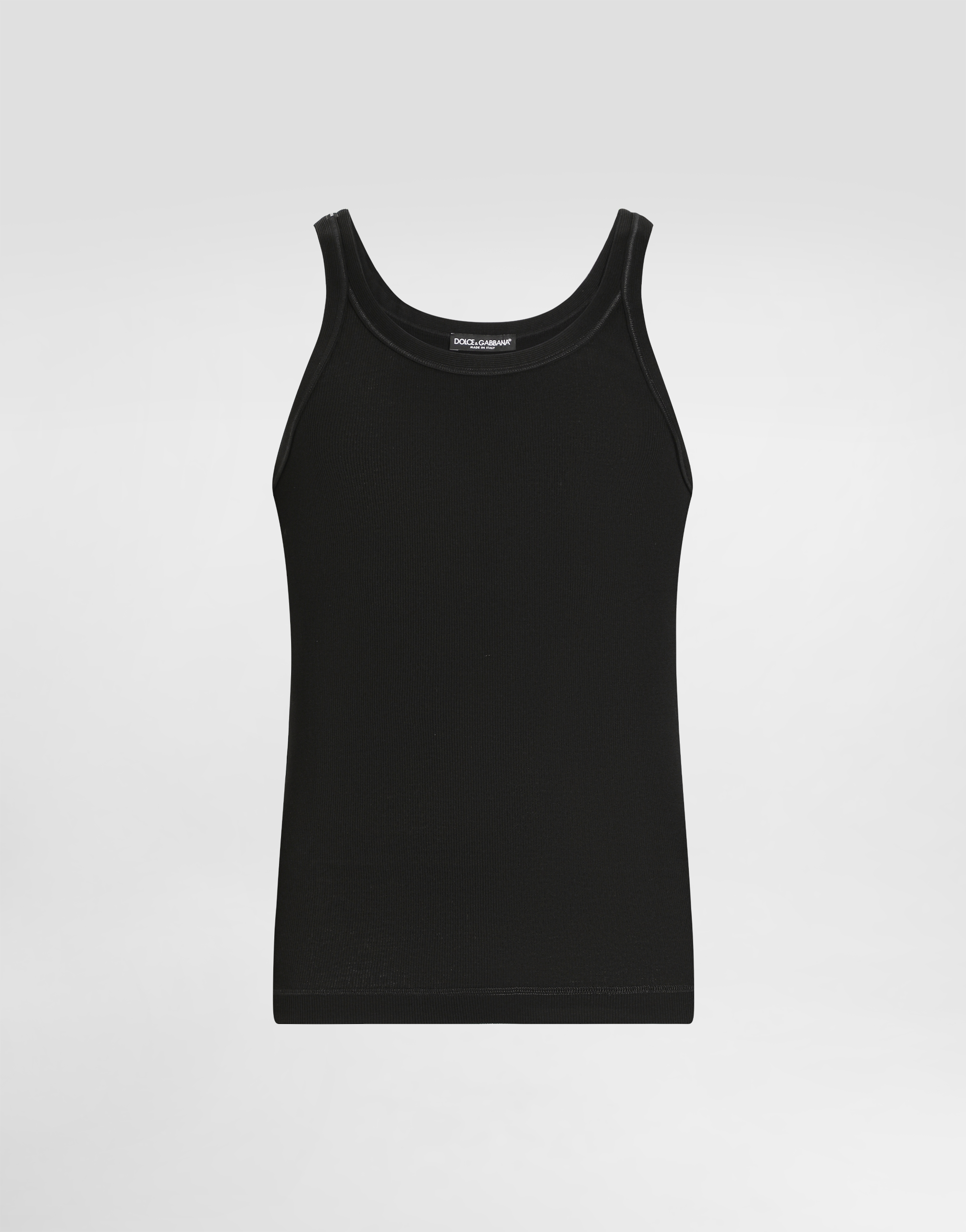 Dolce & Gabbana Fine-rib Washed Cotton Singlet In Black