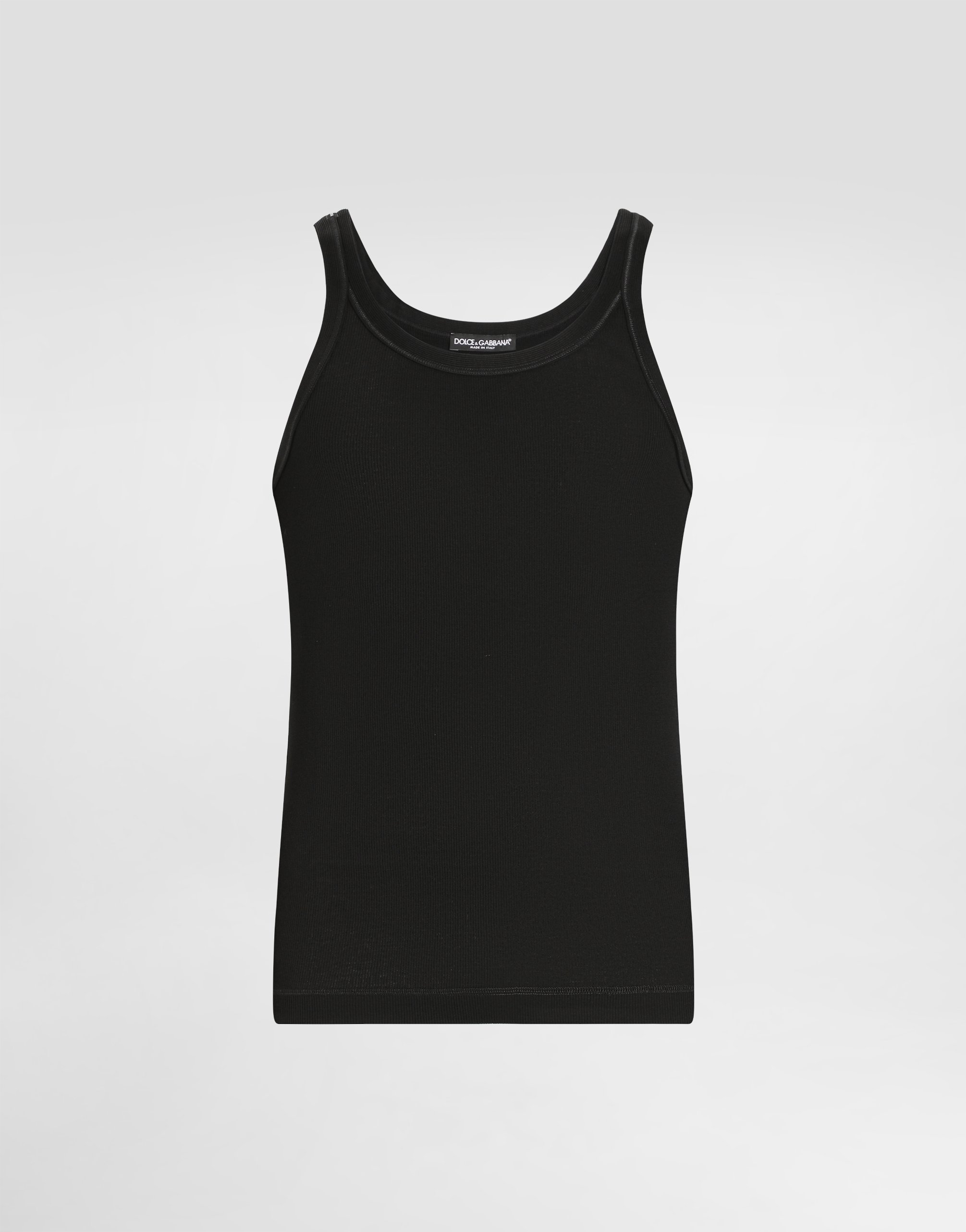 Dolce & Gabbana Fine-rib Washed Cotton Singlet In Black
