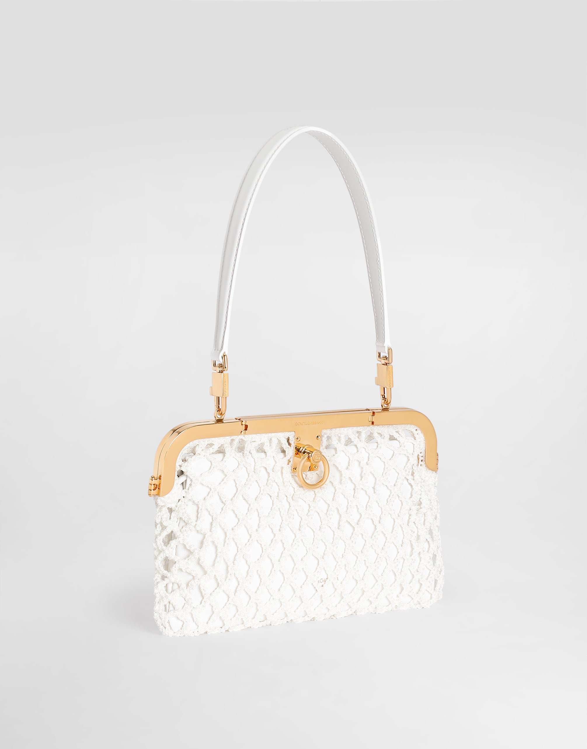  Dolce & Gabbana Dolce & Gabbana Amanda Handbag In Mesh And Palmellato Calfskin - Woman Shoulder And Crossbody Bags White Onesize 