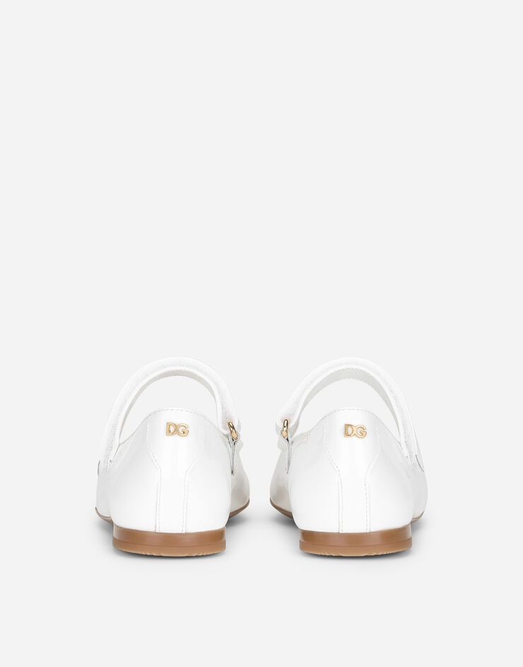 Dolce & Gabbana Patent Leather Ballet Flats In White