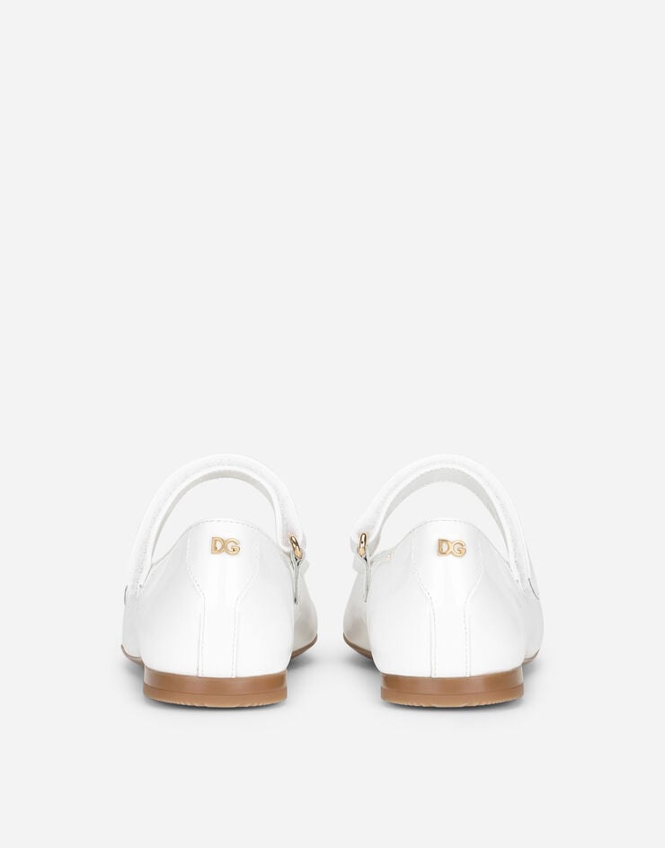 Dolce & Gabbana Patent Leather Ballet Flats In White