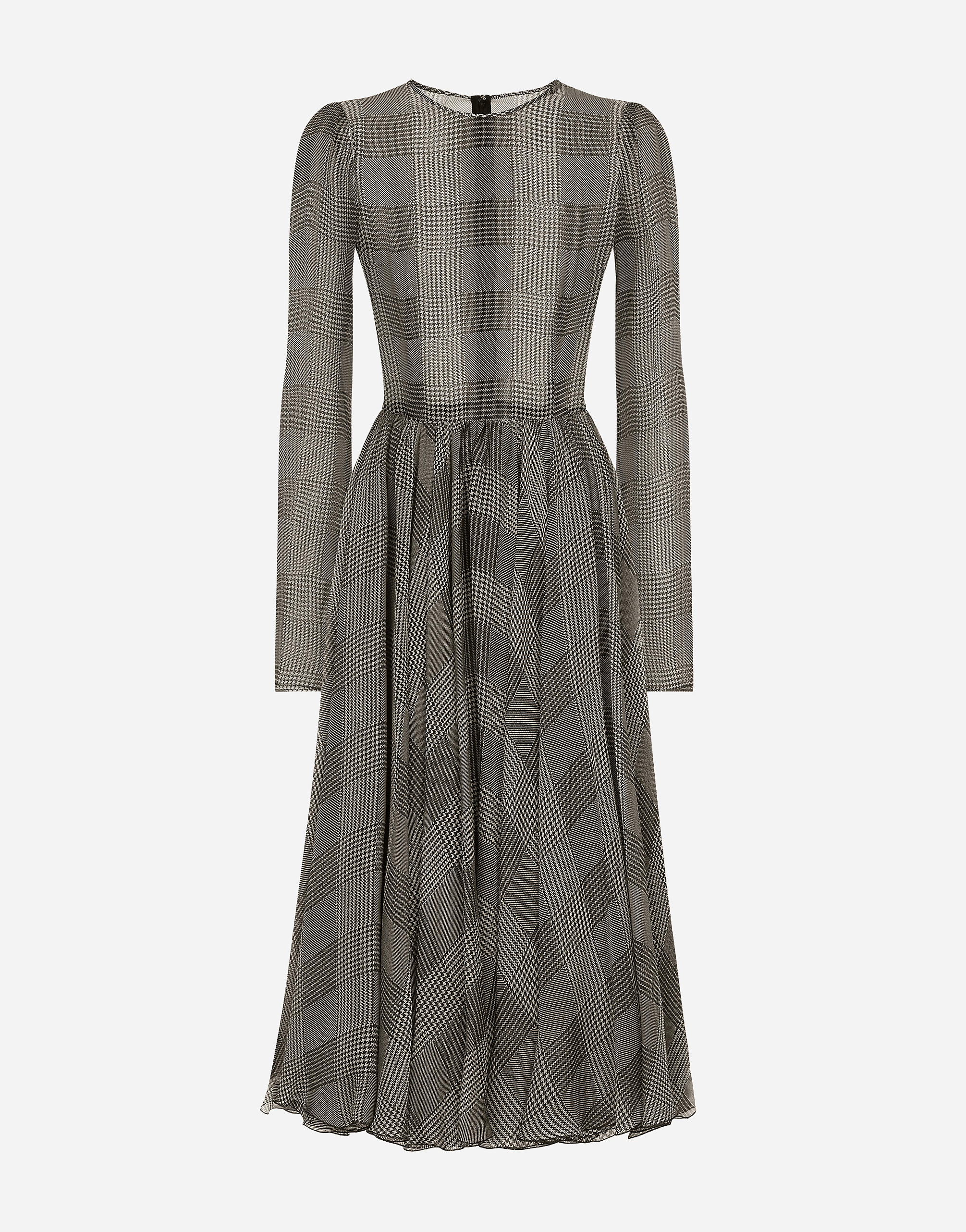 Dolce & Gabbana Chiffon Calf-length Circle Skirt With Glen Plaid Print - Woman Dresses Multicolor