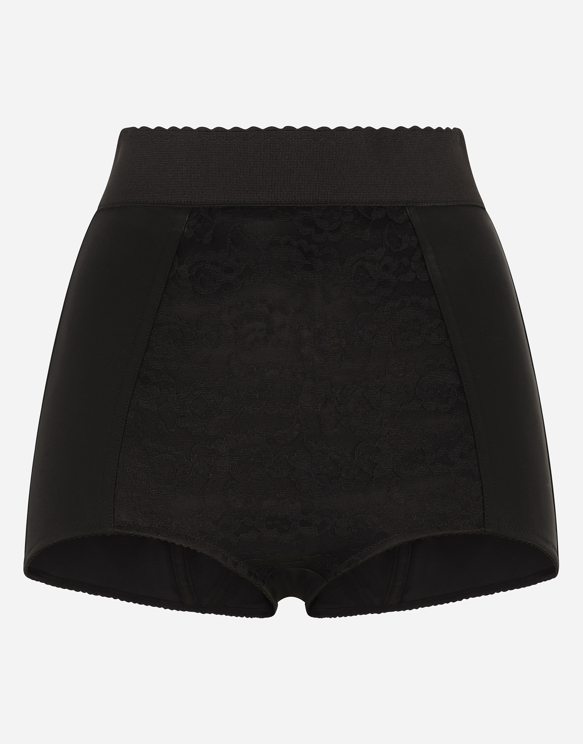 Dolce & Gabbana High-waisted Shaper Panties In Jacquard And Satin - Woman Pants And Shorts Black