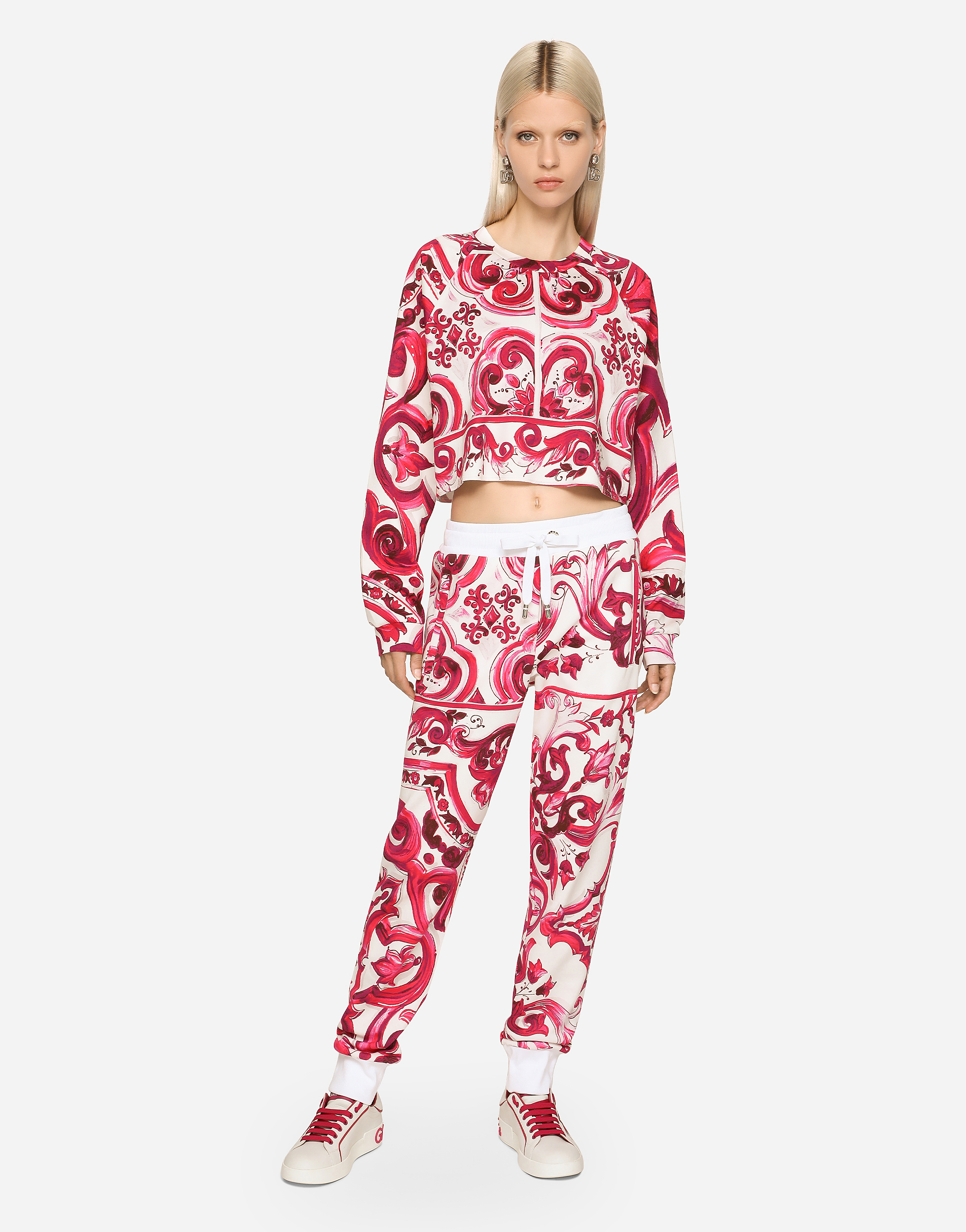 DOLCE & GABBANA MAJOLICA-PRINT JERSEY JOGGING PANTS