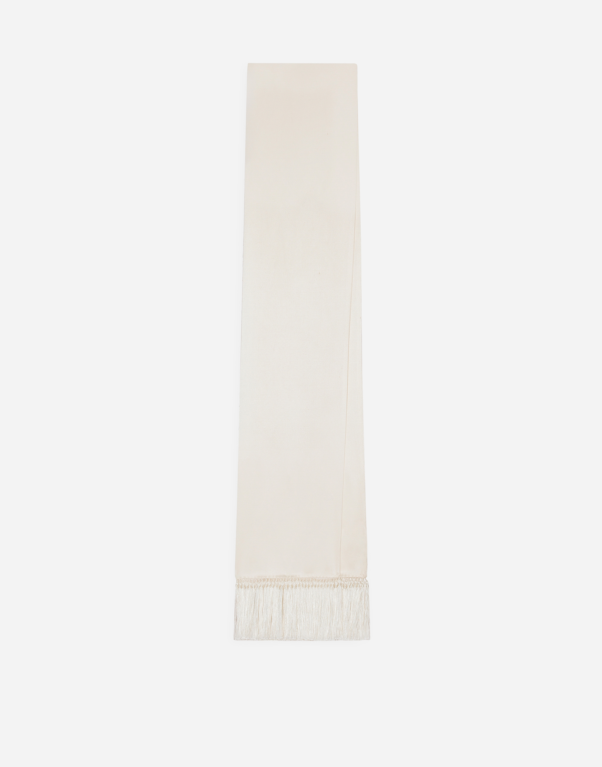 Shop Dolce & Gabbana Silk Scarf With Fringing In White