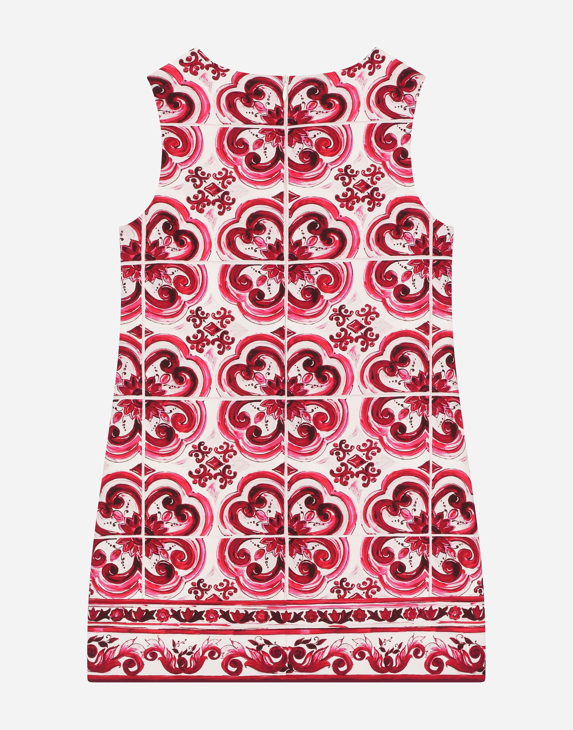 Shop Dolce & Gabbana Short Majolica-print Cady Dress In Multicolor
