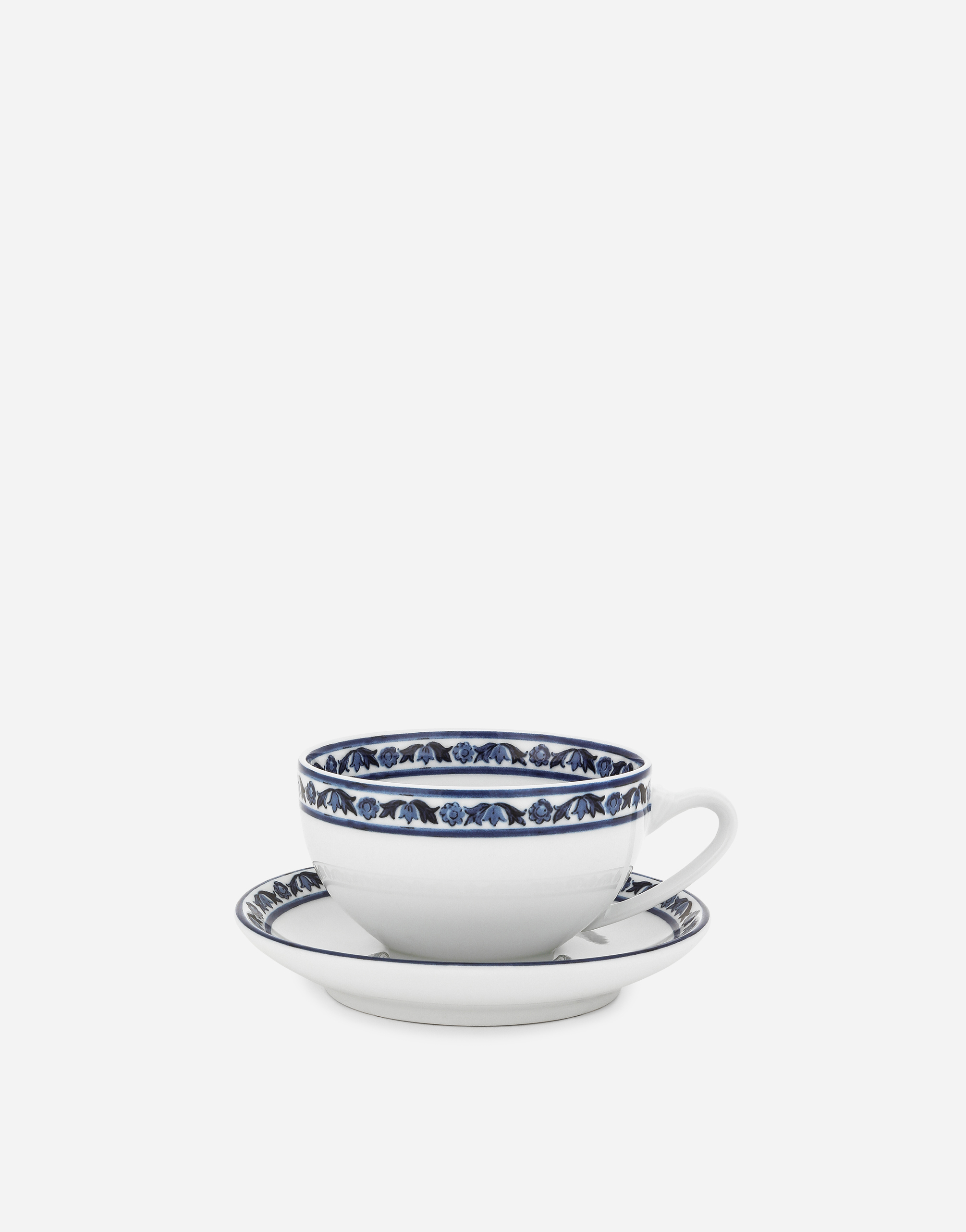 Dolce & Gabbana Set 2 Porcelain Teacups With Saucers In Multicolor