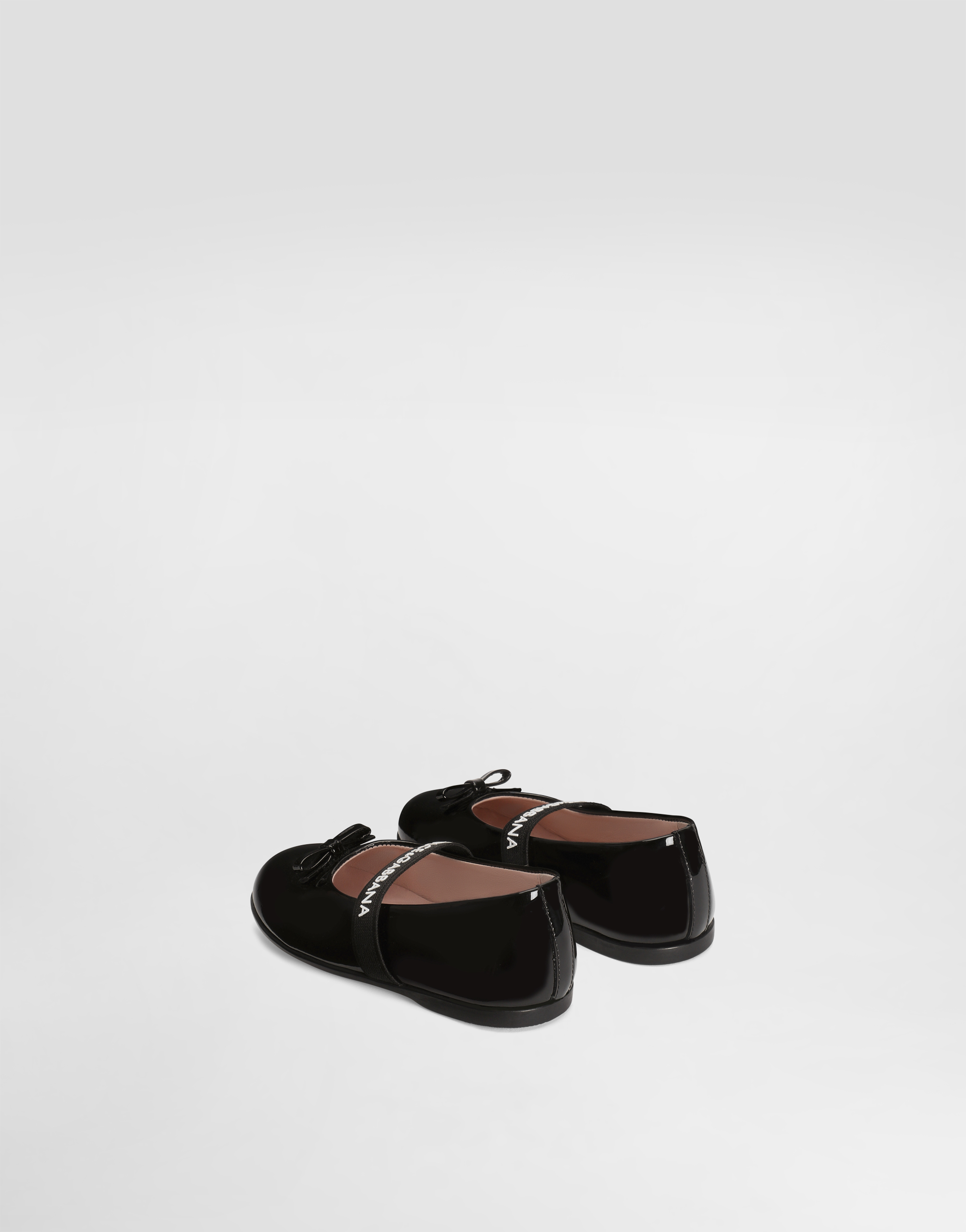 Patent leather ballet flats with elastic