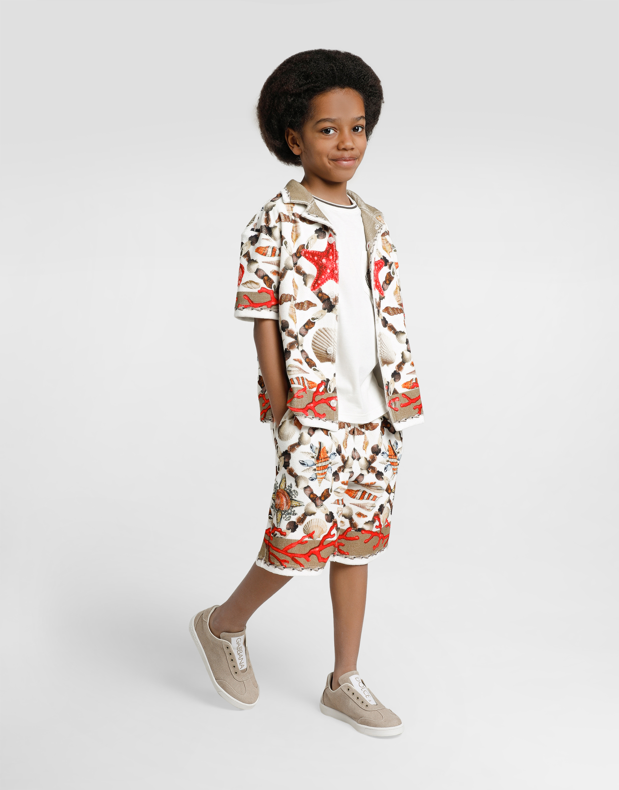 Shell-print cotton terry shirt