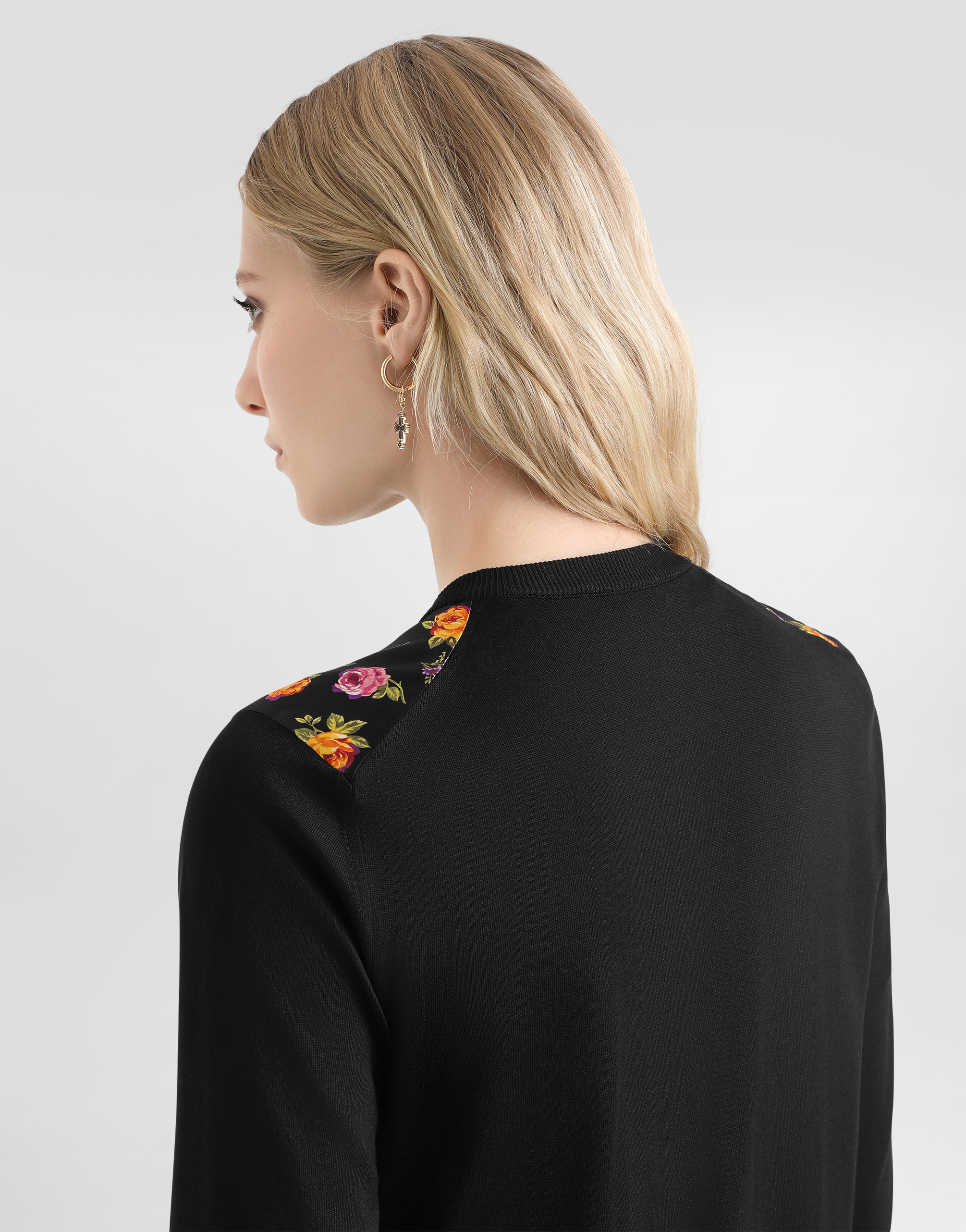Dolce & Gabbana Small Rose Bouquets-print Satin Cardigan In Multi