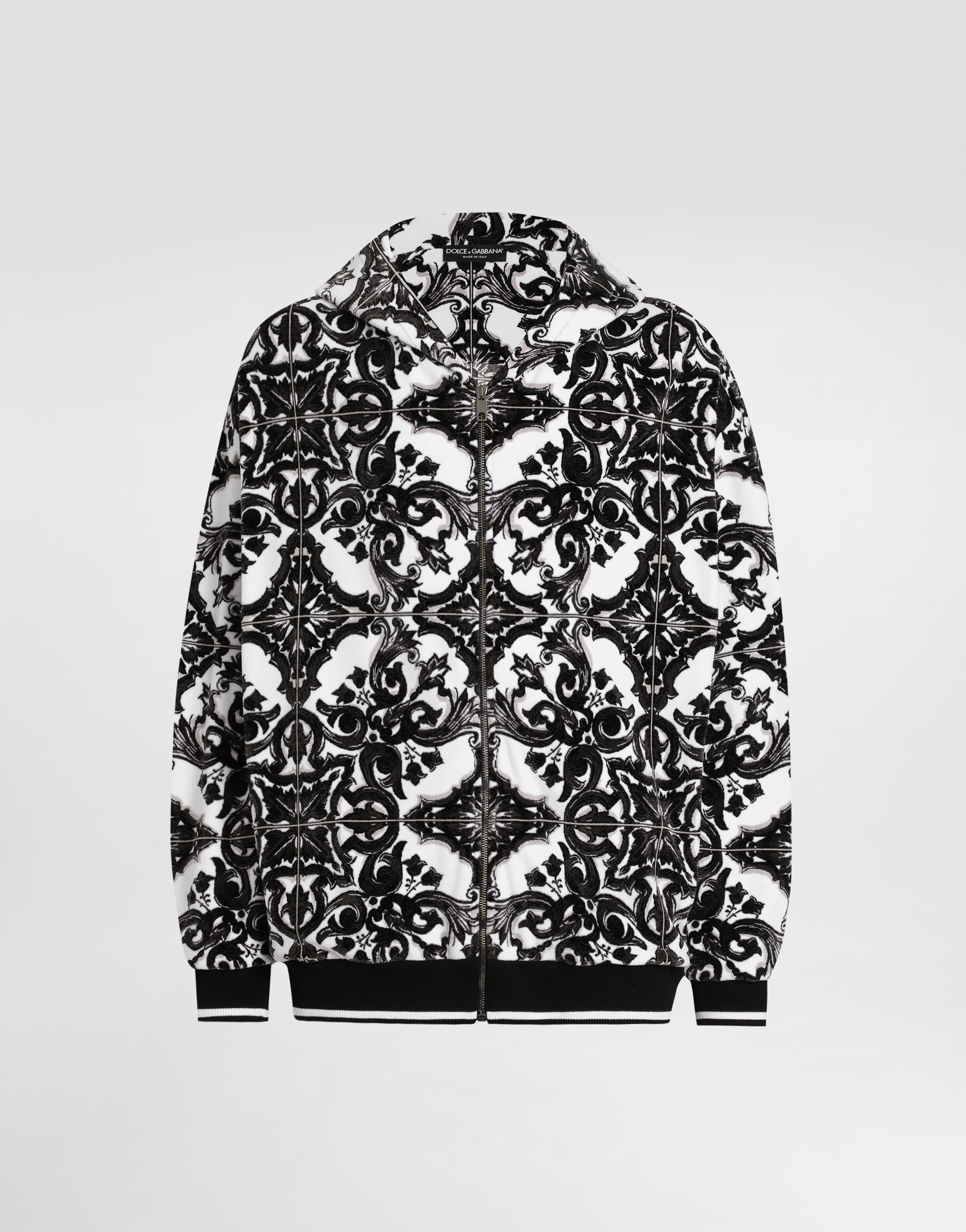 Majolica-print jacquard chenille hoodie in Multicolor for Men