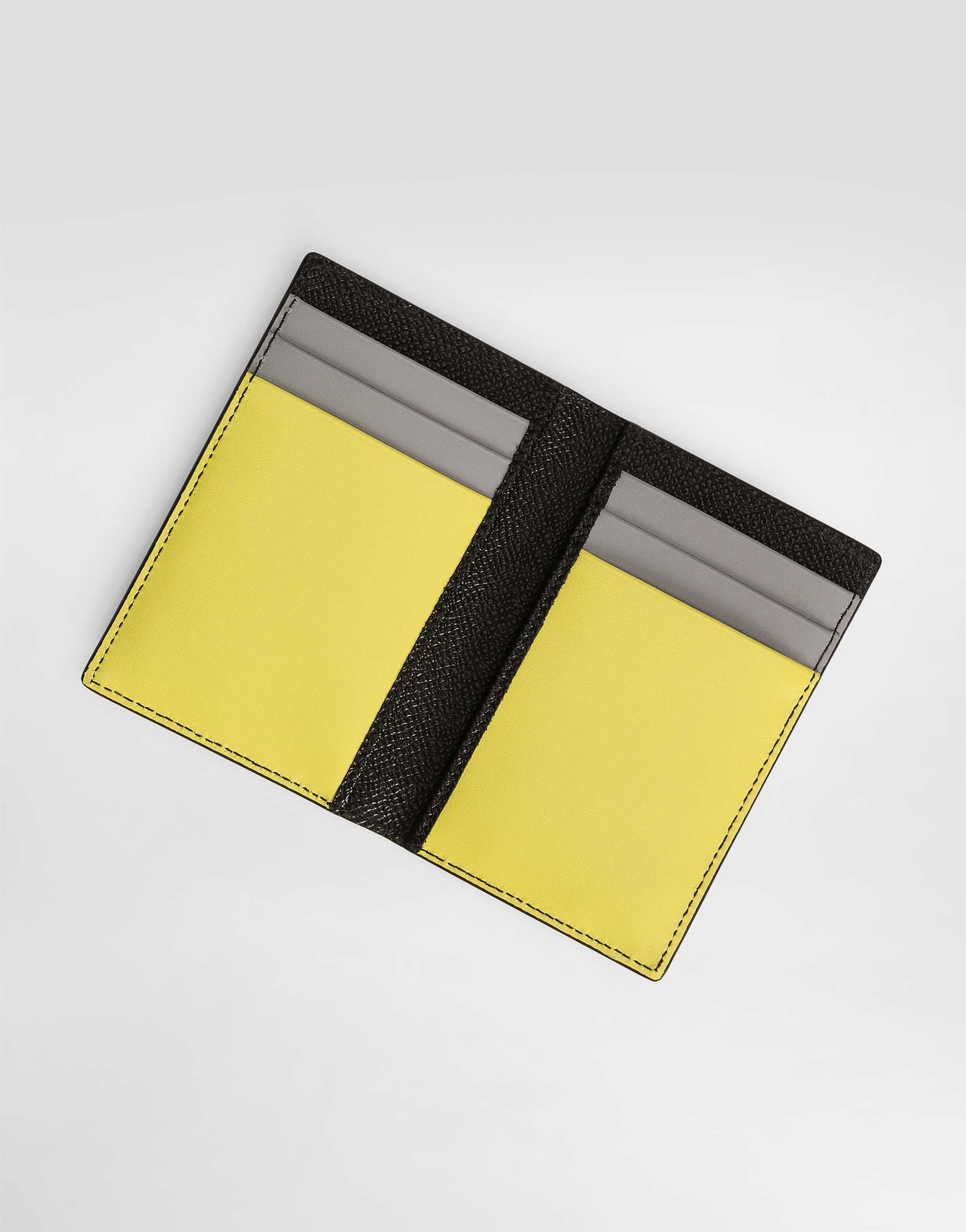 Dolce & Gabbana Saffiano Leather Passport Holder With Clored Leather Inserts In Print