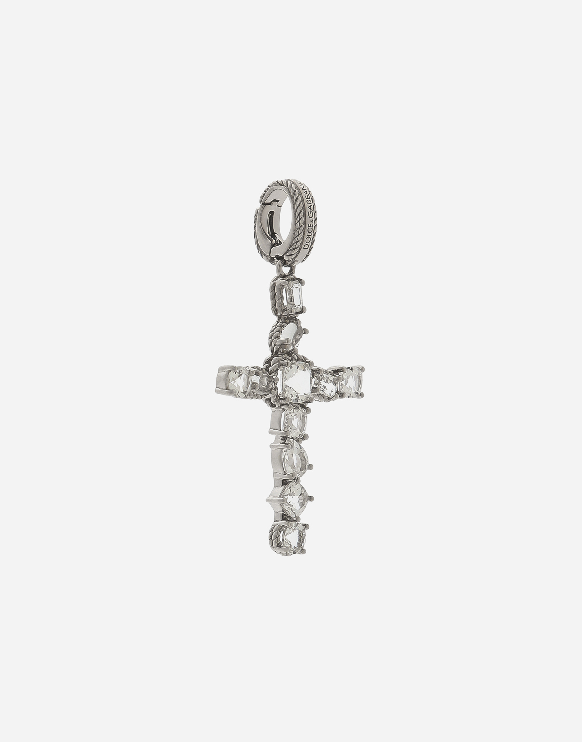 Shop Dolce & Gabbana Anna Charm In White Gold 18kt And Colorless Topazes In ホワイト