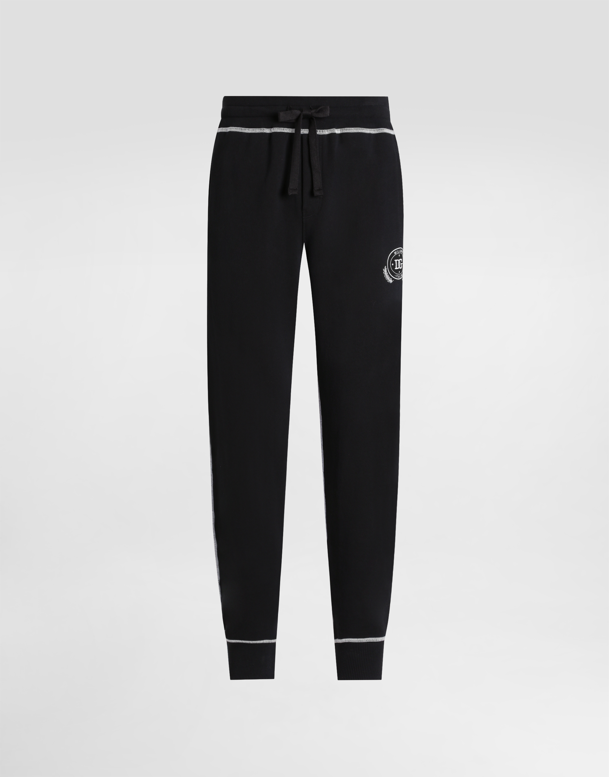 Dolce & Gabbana Jersey Trousers With Print And Embroidery - Man Pants And Shorts Black