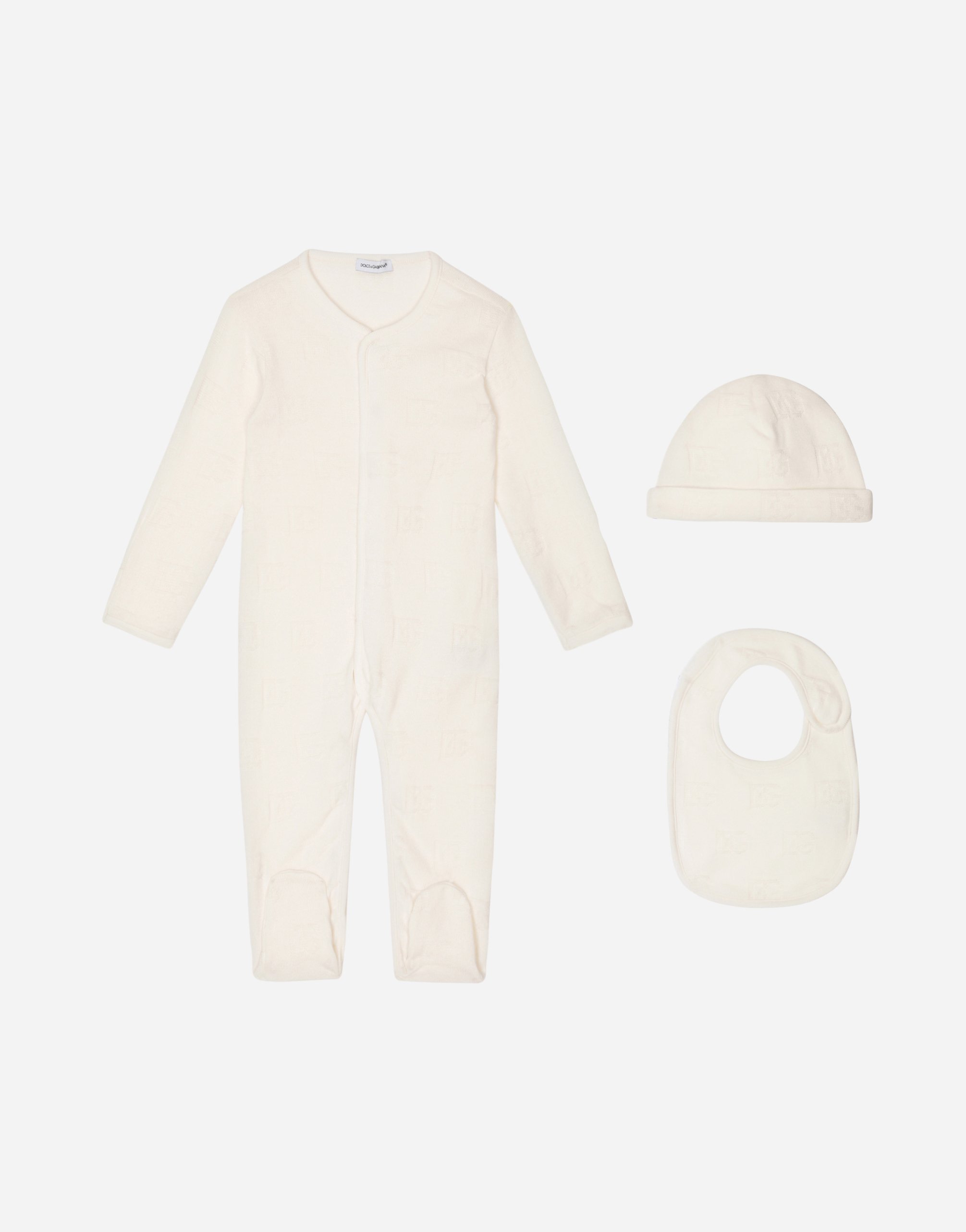 ①【新品未使用含】3点セット‼️DOLCE&GABBANA (サイズ:2-3歳) ホワイトのボーイズ 3点ギフトセット DGジャカードロゴプリント
