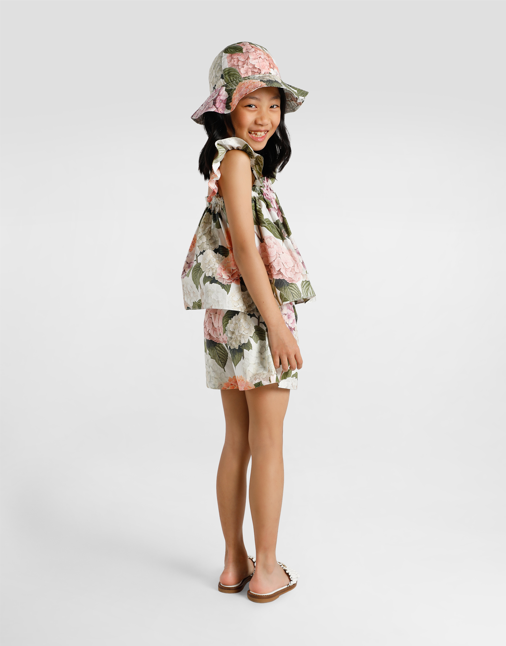 Dolce & Gabbana Hydrangea-print Poplin Hat In Pink