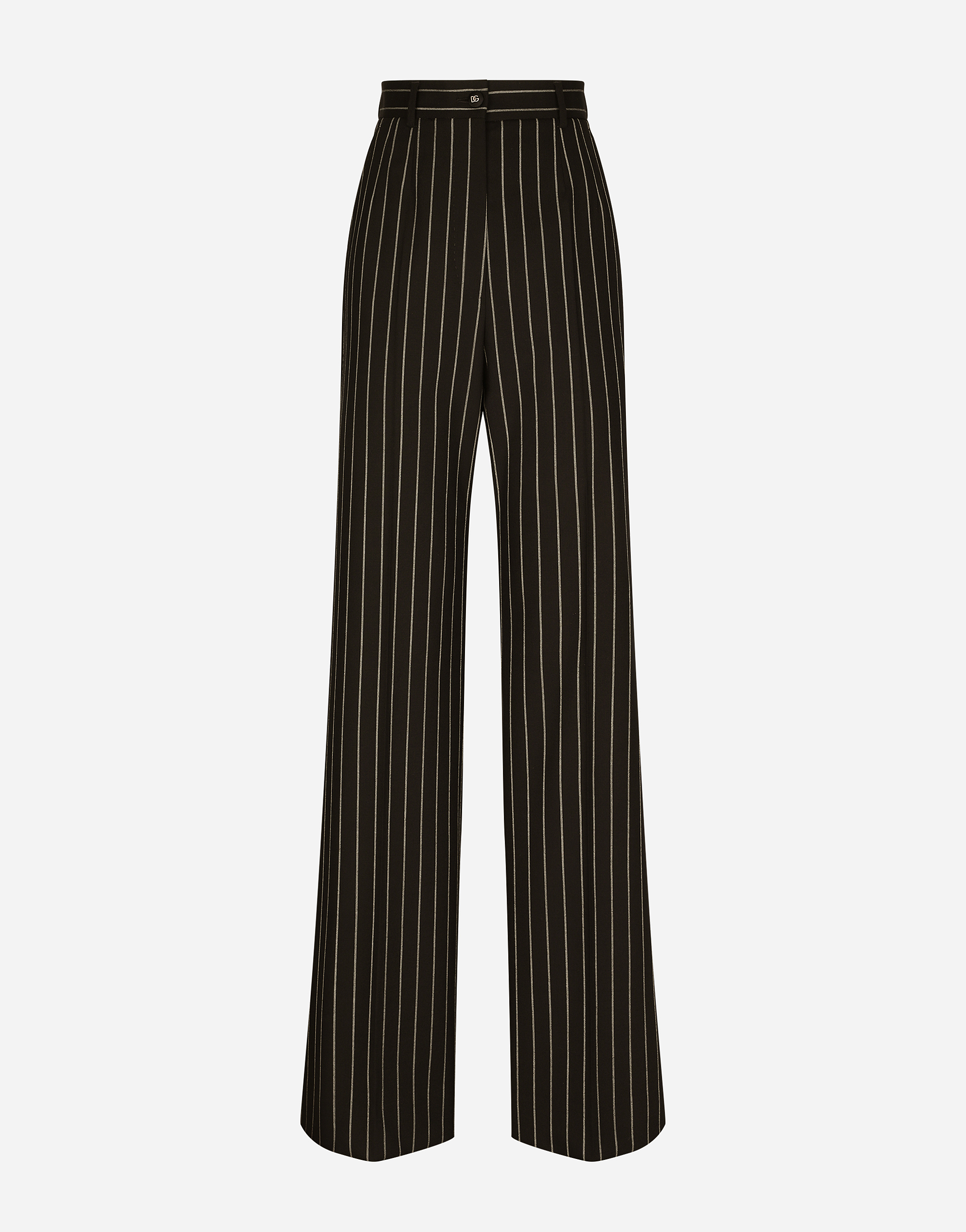 Shop Dolce & Gabbana Pinstripe Wool Palazzo Pants In Multicolor