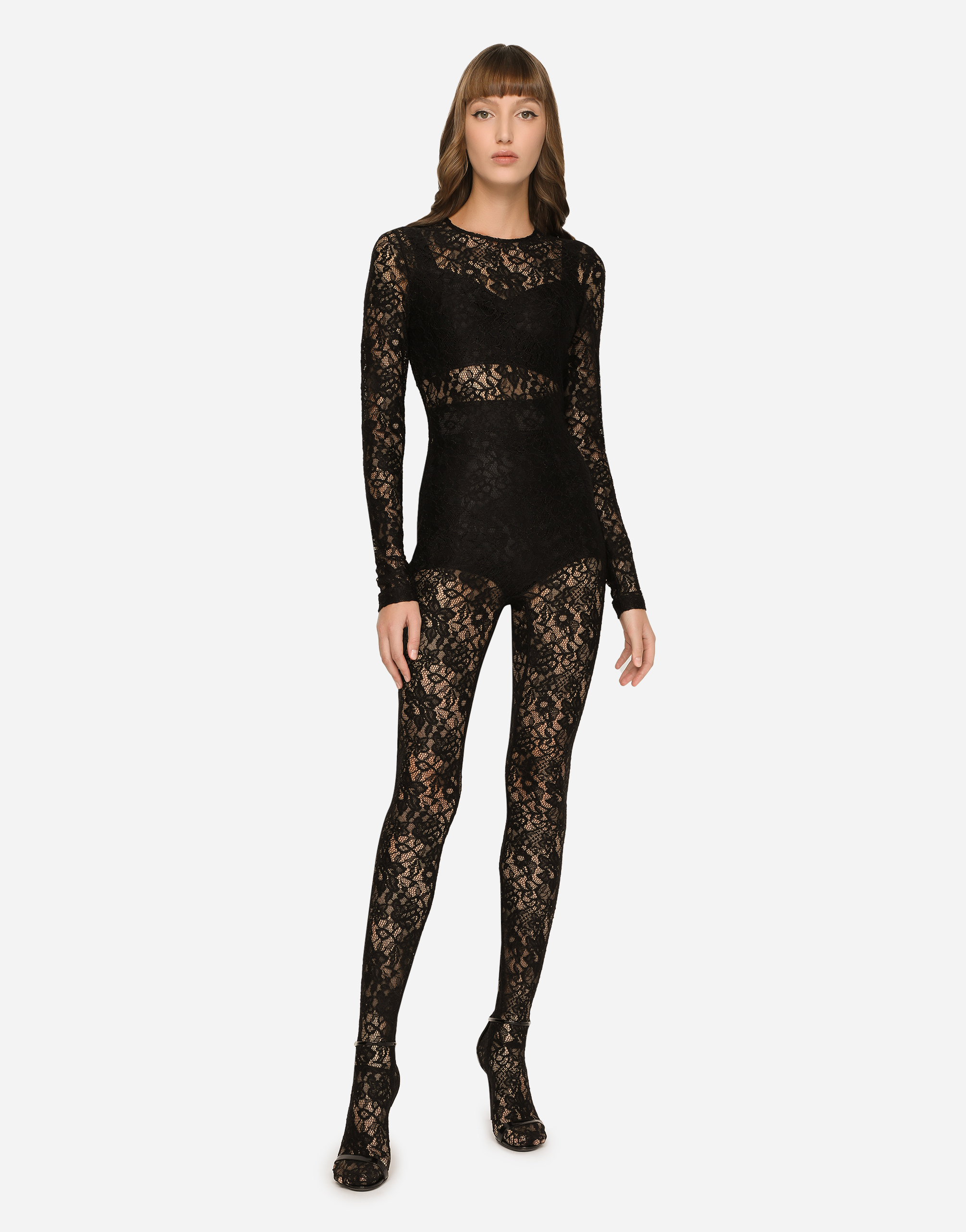 Shop Dolce & Gabbana Lace Jumpsuit In Black