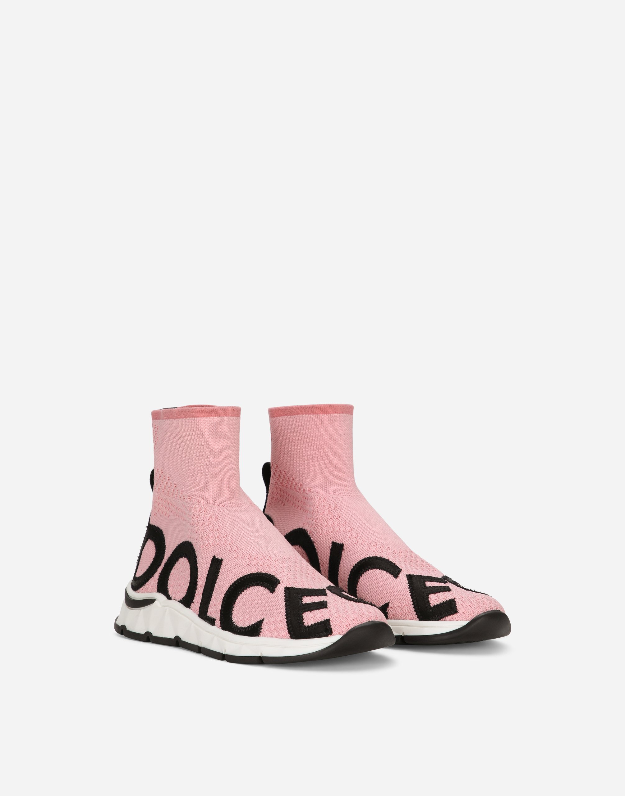 Shop Dolce & Gabbana Sorrento 2.0 Stretch Mesh High-top Sneakers In Pink