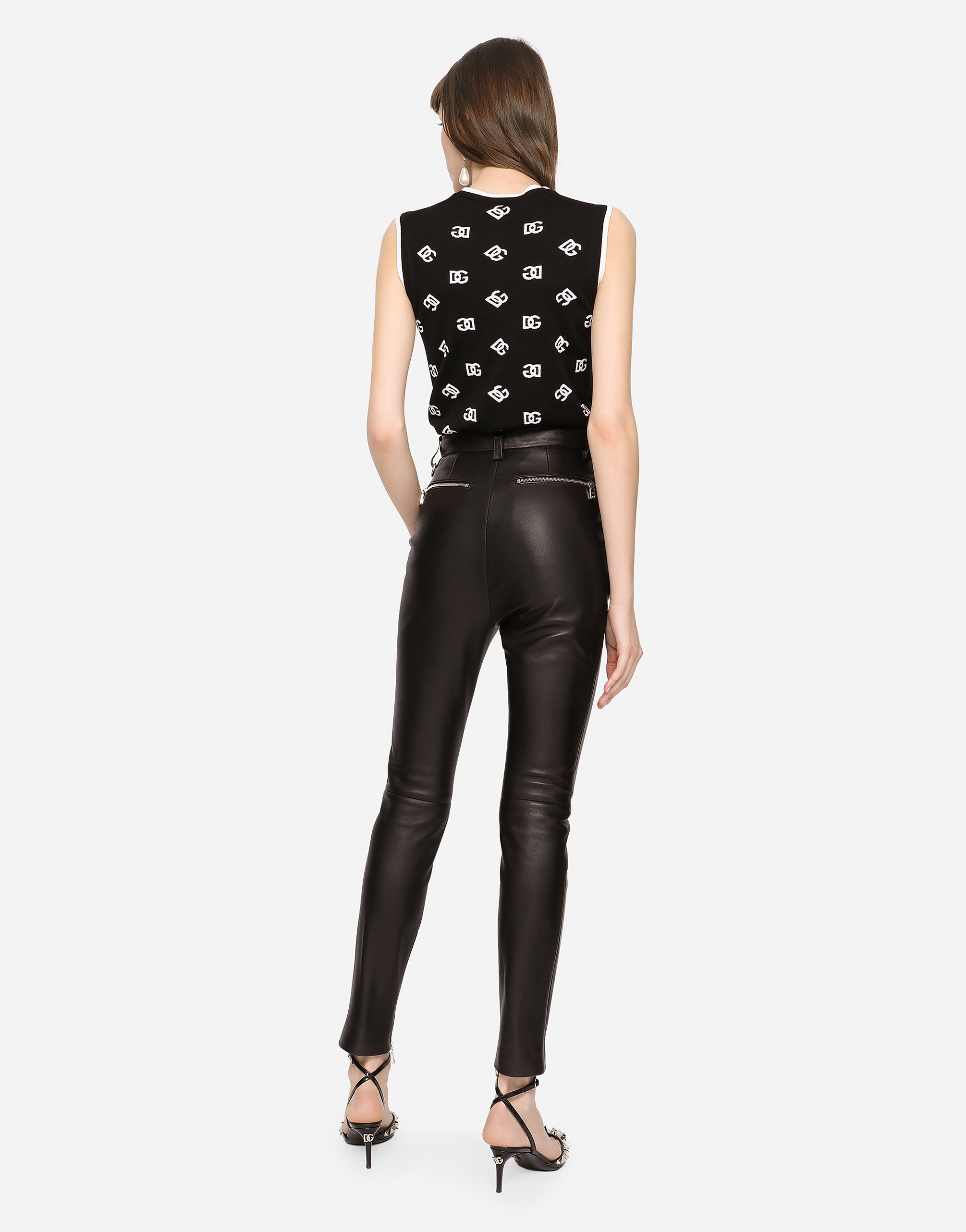 Shop Dolce & Gabbana Faux Leather Jeans With Zipper In Black