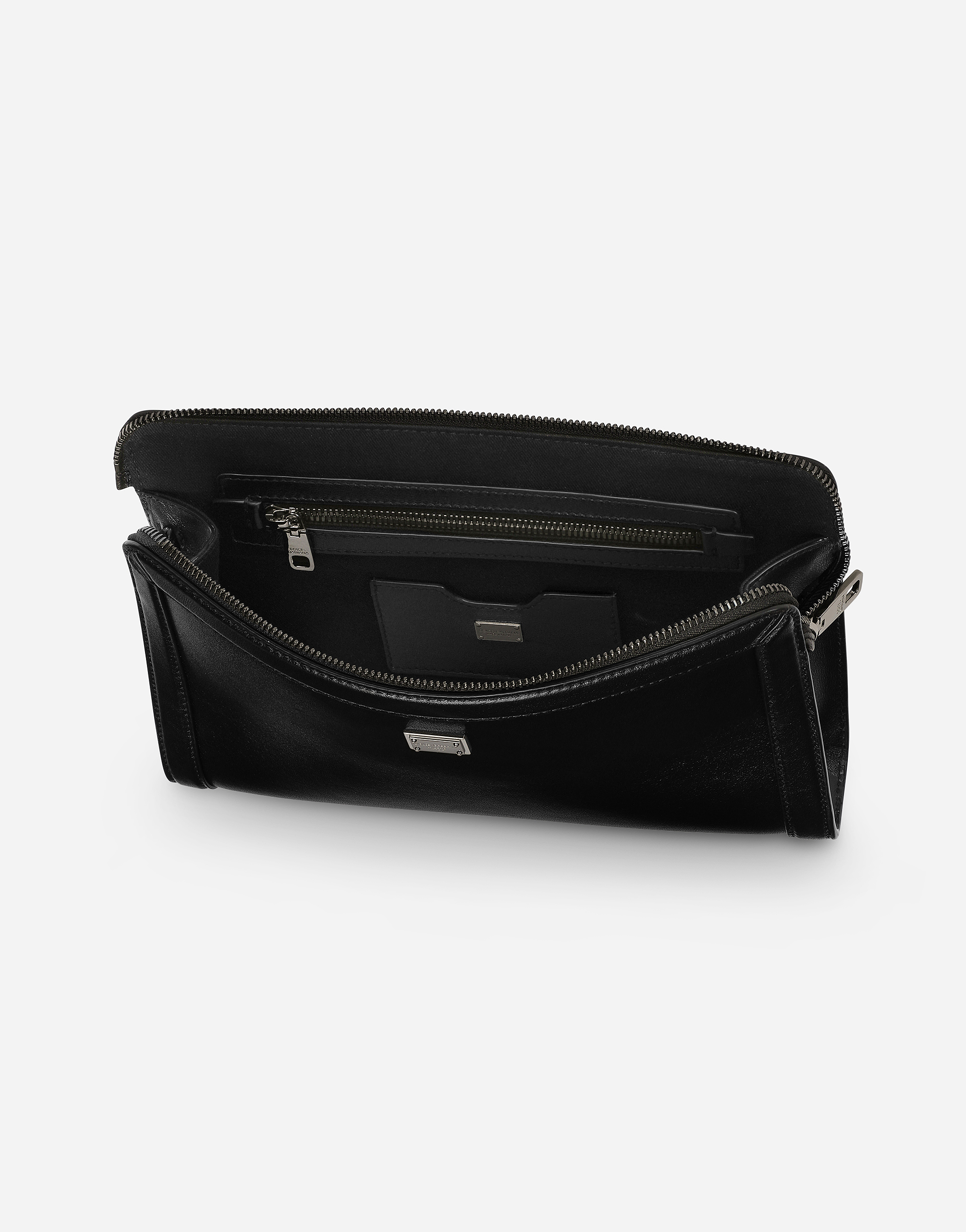 Dolce & Gabbana Logo-plaque Clutch Bag In Black